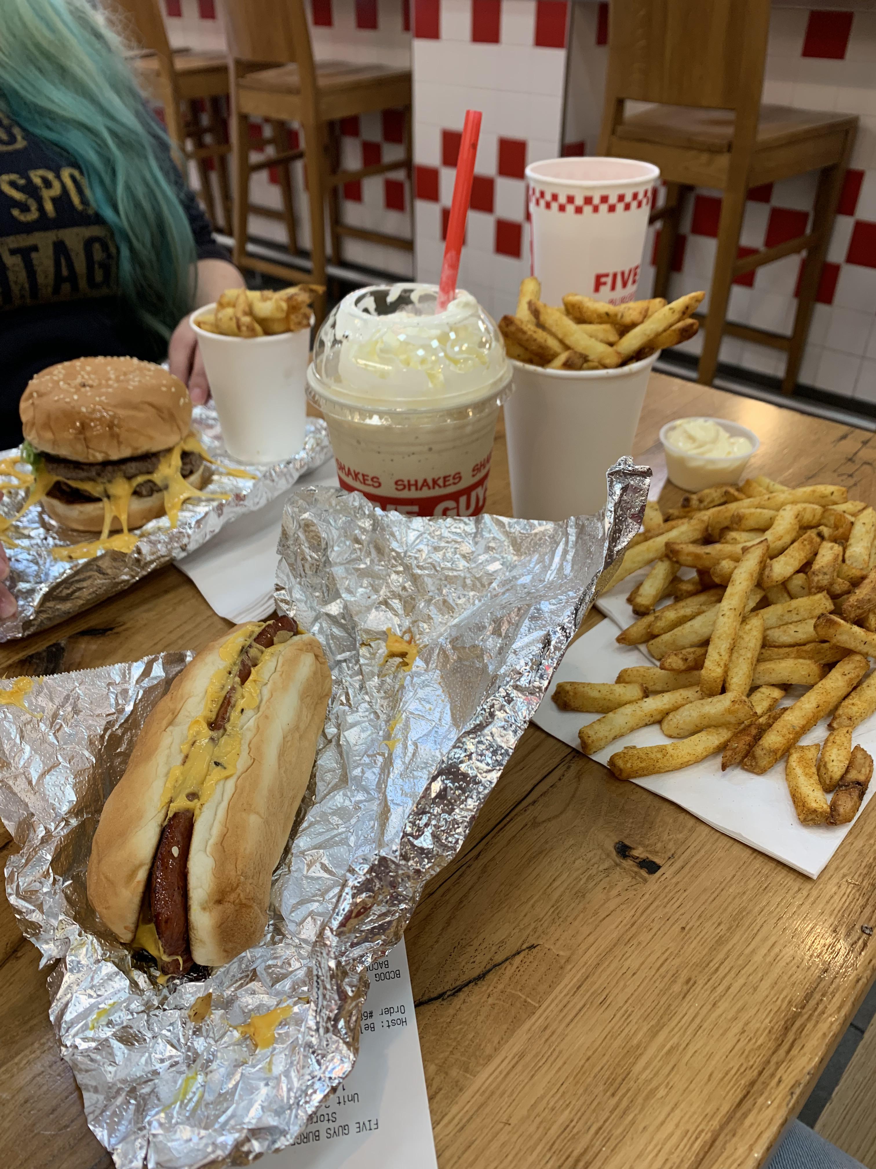 Five Guys gal here. Ordered the bacon cheese dog, as suggested, along