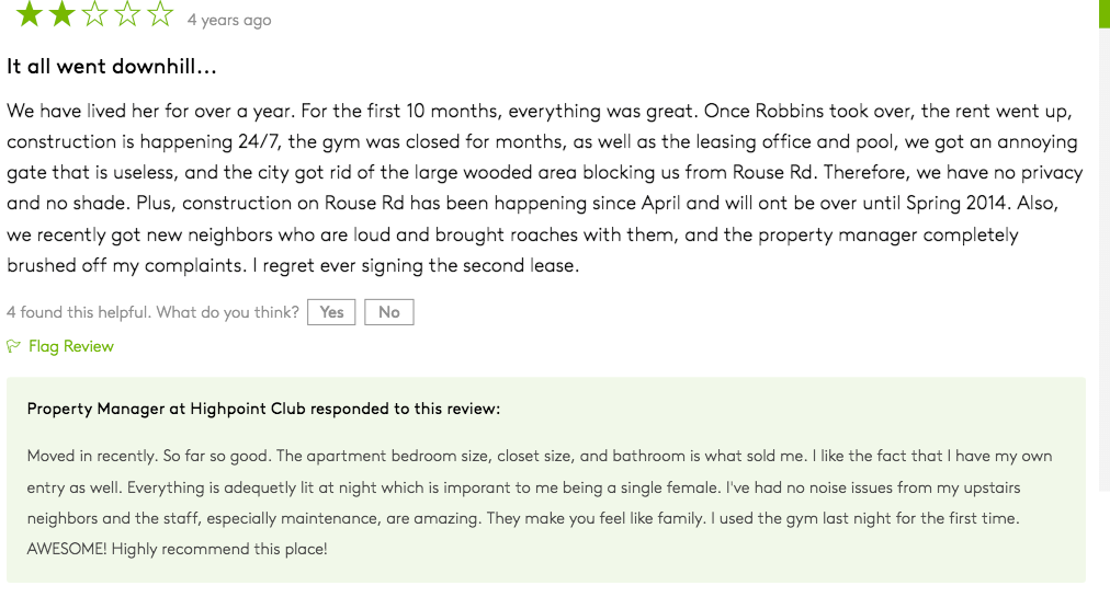 Searching apartment complex reviews when I noticed something a little