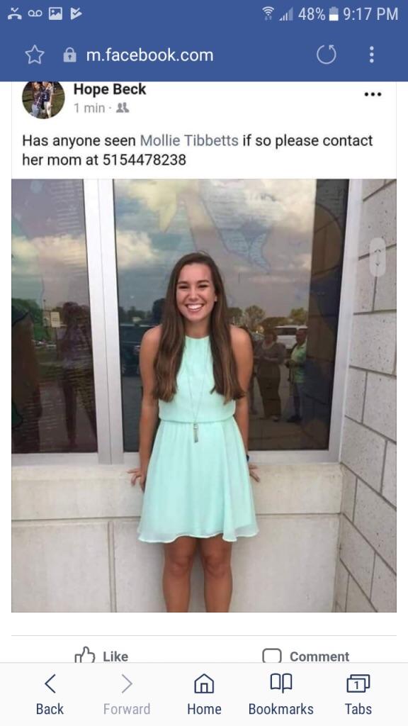 Brooklyn Iowa, has not been seen or heard from since July 18th, last