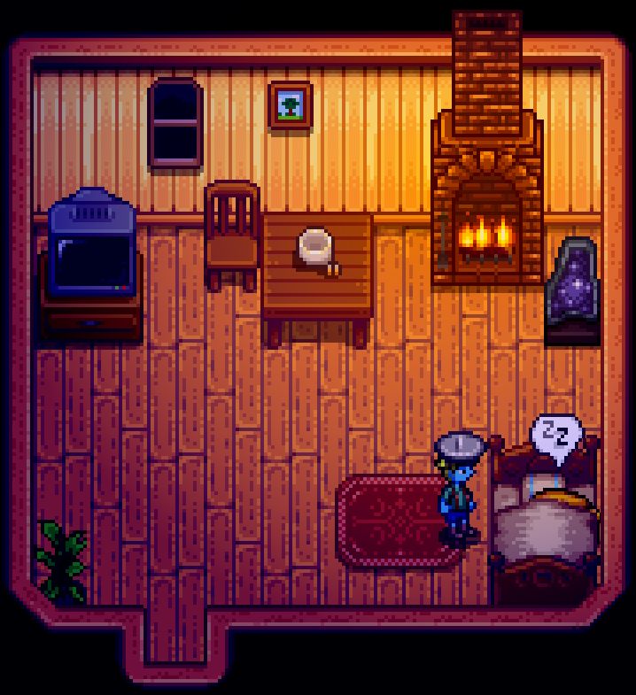 My dog has claimed my bed, preventing me from getting in! r/StardewValley