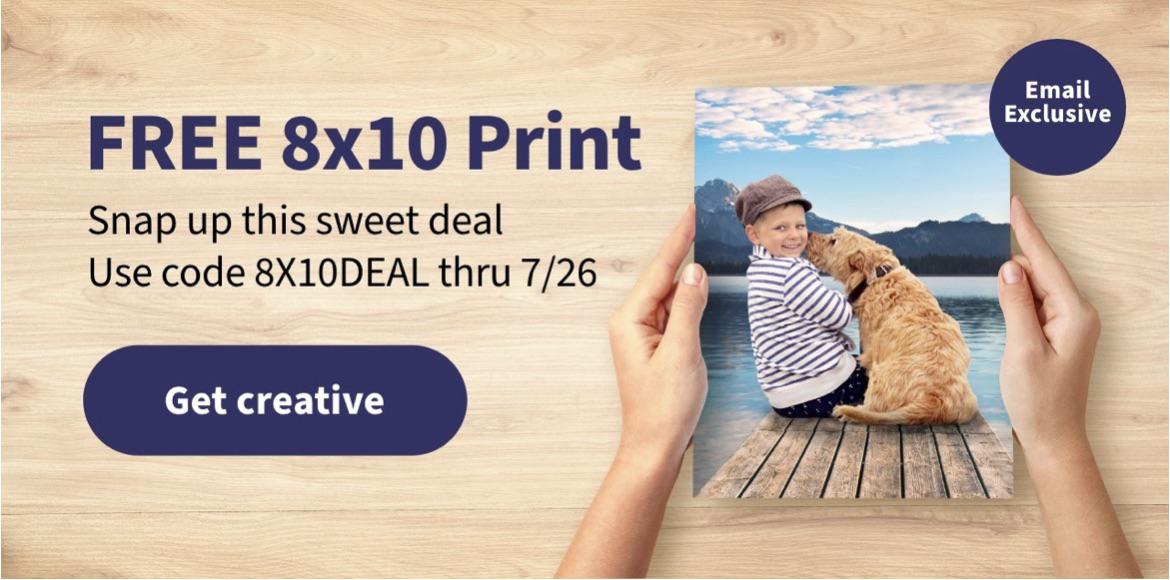 Free 8x10 Print at Walgreens thru 7/26 using code 8X10DEAL r/freebies