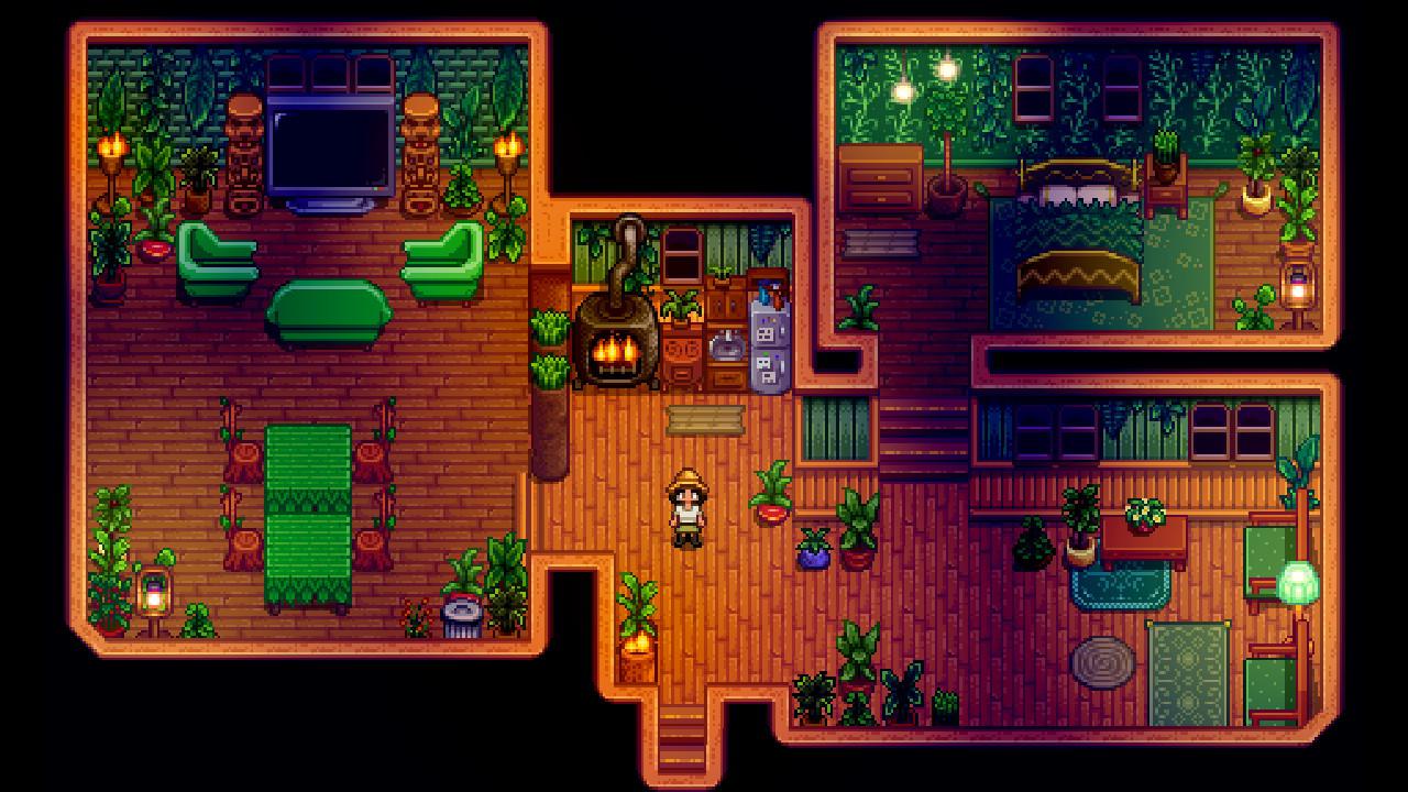 ginger island farmhouse at night xd r/StardewHomeDesign