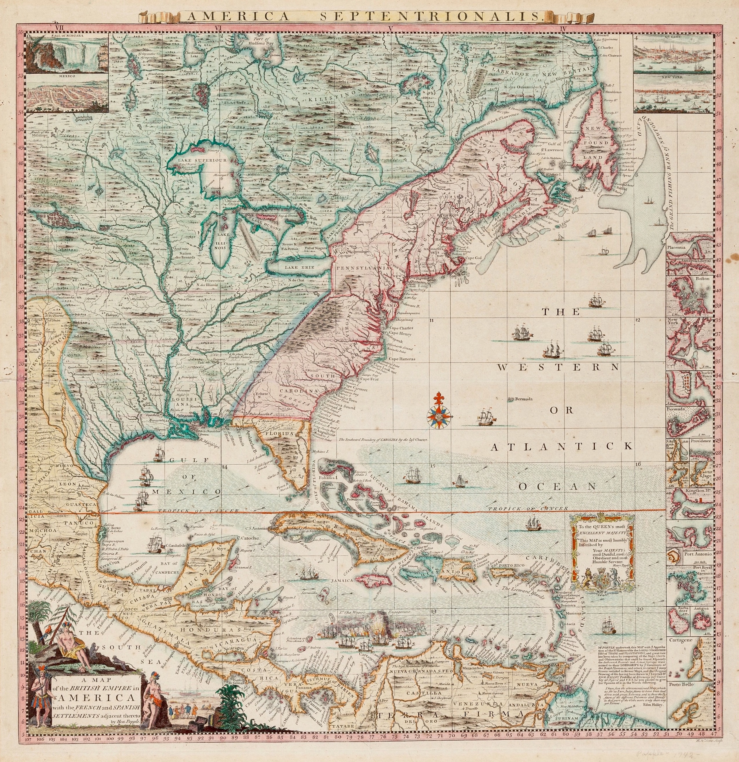 American Map British France Spain A map of the British Empire in America with adjacent French and Spanish