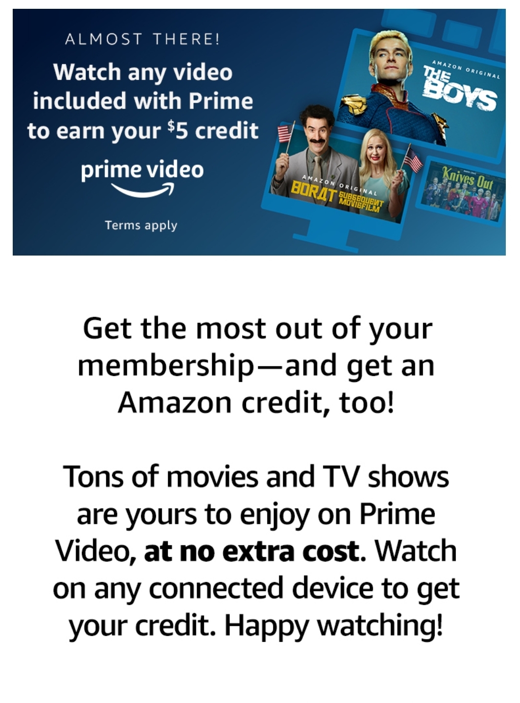 Not vudu, but 5 Amazon credit for watching a prime video. Link in
