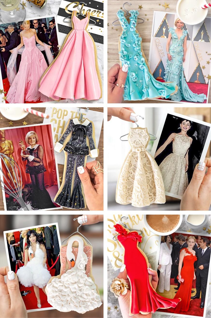 2024 White House Christmas In Red Carpet Edible Oscar gowns from past red carpets cookiedecorating