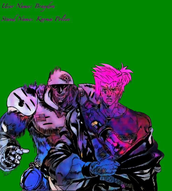 My Oc Brans Cujoh and his stand Karma Police, used Jotaro as a base… if