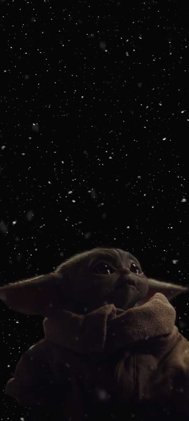 Winter themed Baby Yoda lockscreen r/BabyYoda