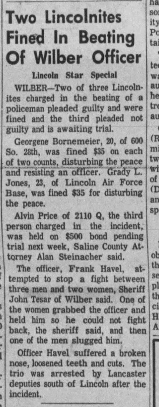 Two Lincolnites Fined In Beating Of Wilber Officer, The Lincoln Star