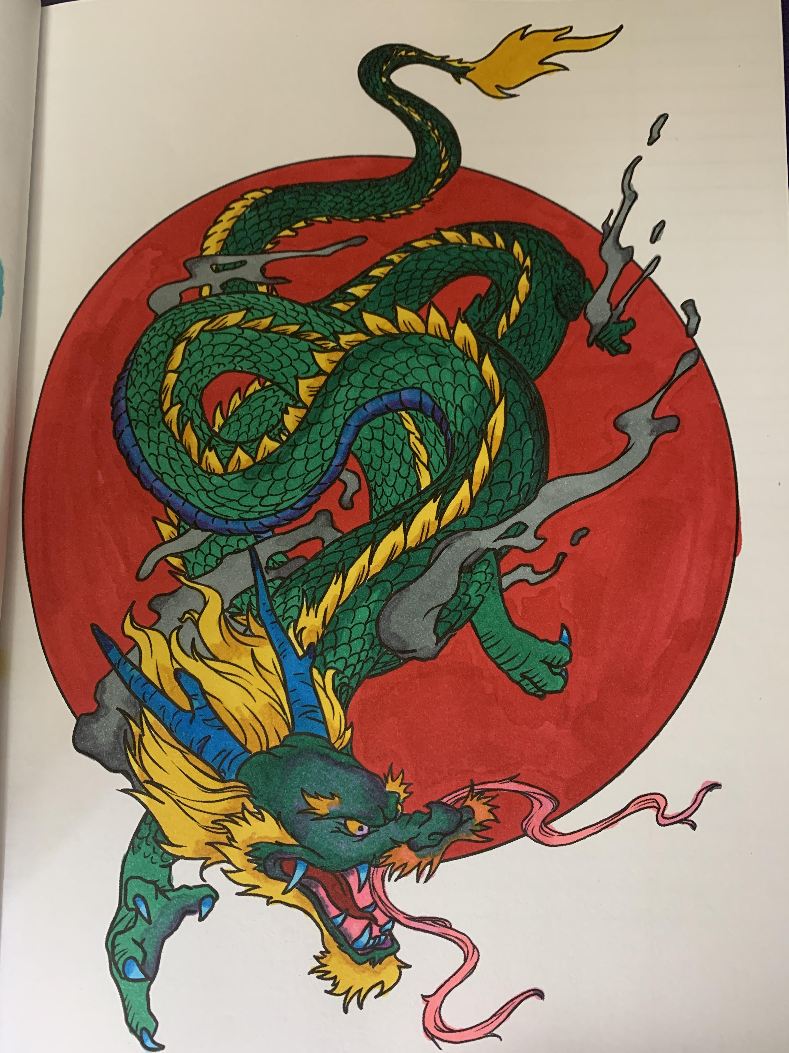 Ancient Japanese Dragon Painting