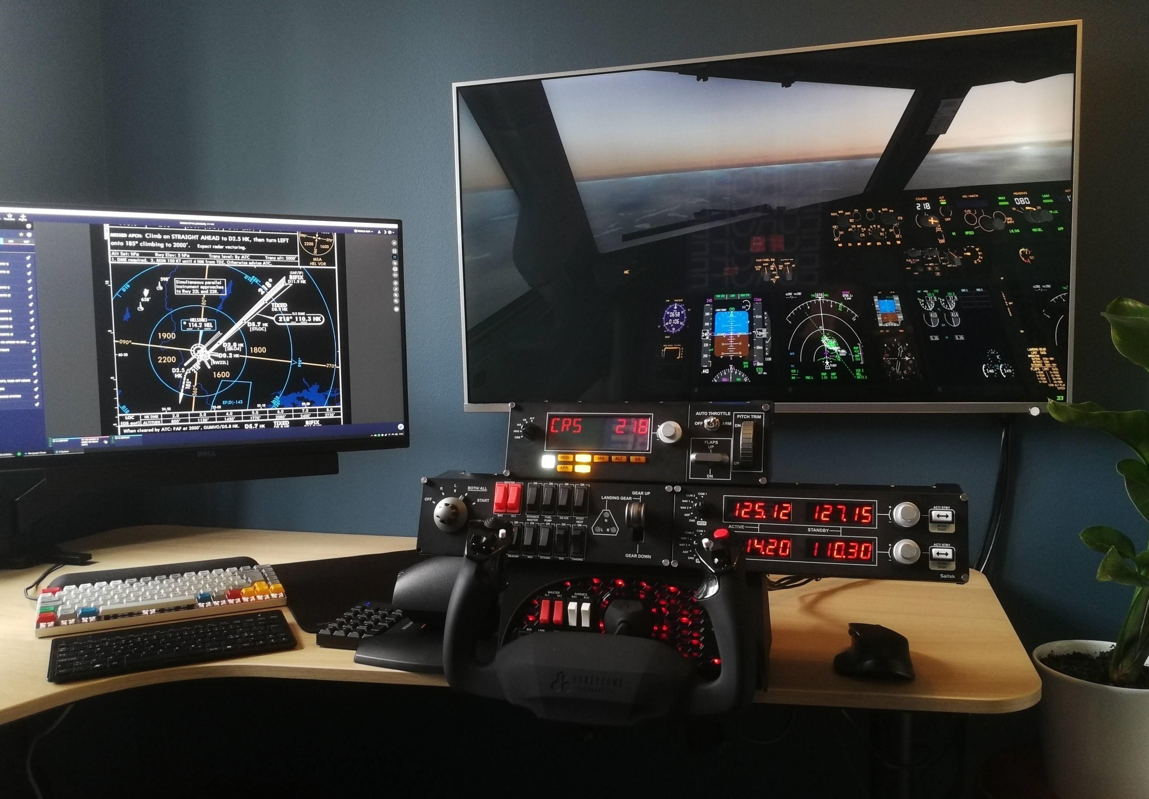 My setup Thrustmaster throttle, Logitech Panels, 43" 4K