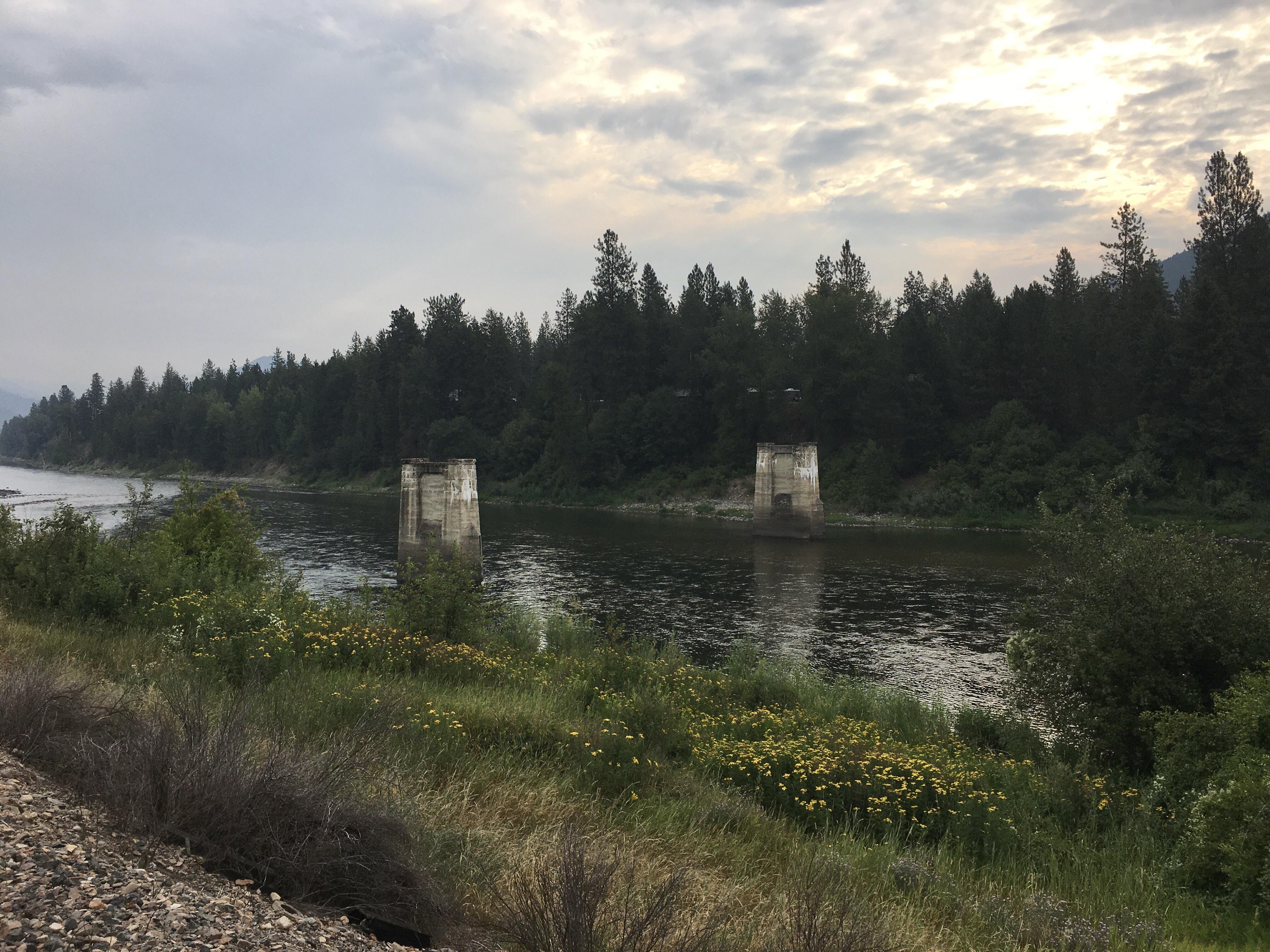 Remains of a 1917 St. Regis, Montana Railroad Bridge over the Clark