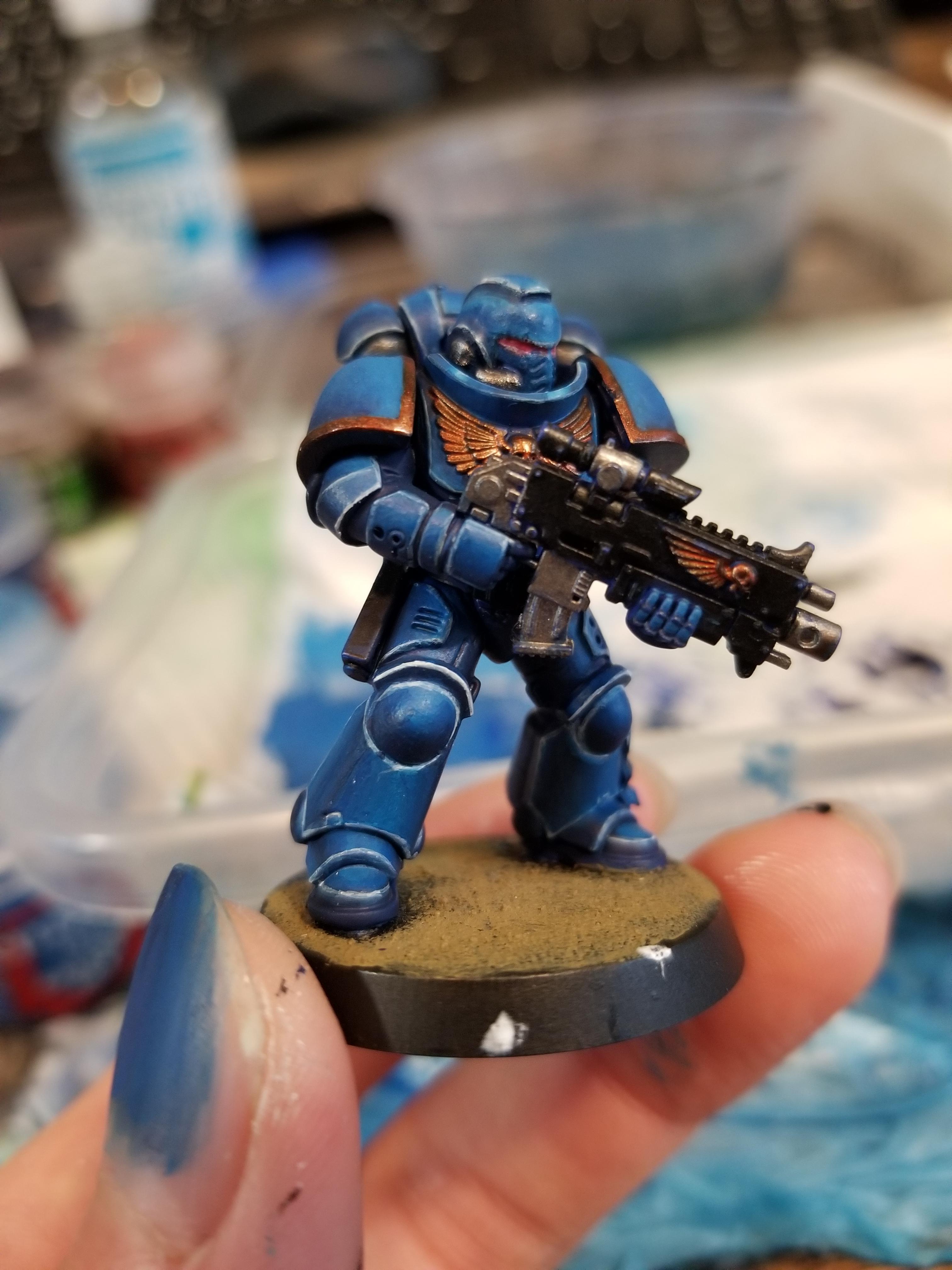 WIP first attempt at NMM blue Ultramarines armour, C&C appreciated! r