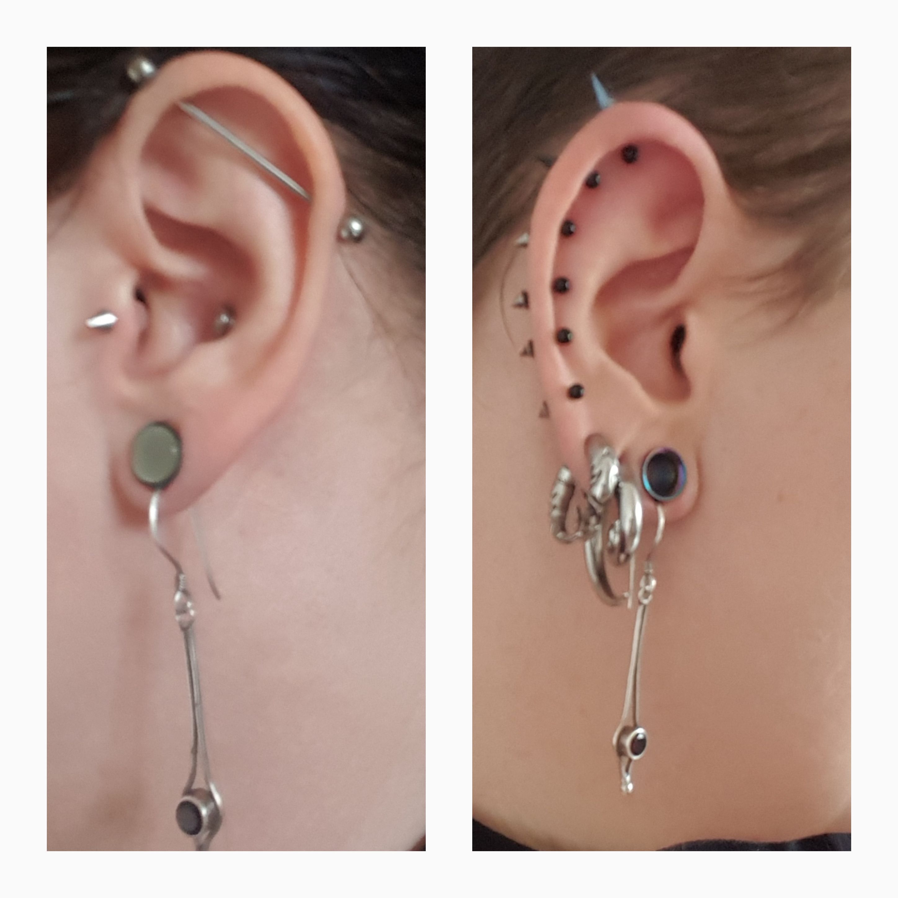 My current setup how I wear normal earrings with stretched ears