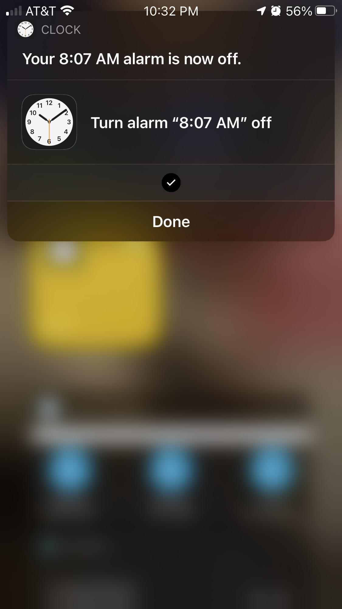 I have a shortcut that turns off all alarms. This shows up for EACH