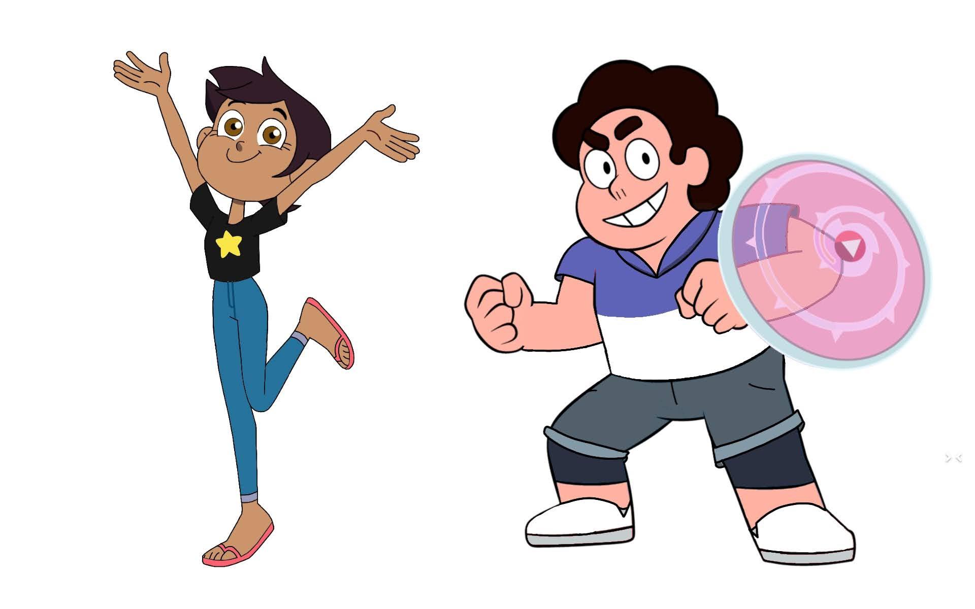 I did an outfit swap of Steven and Luz from The Owl House, and I'm