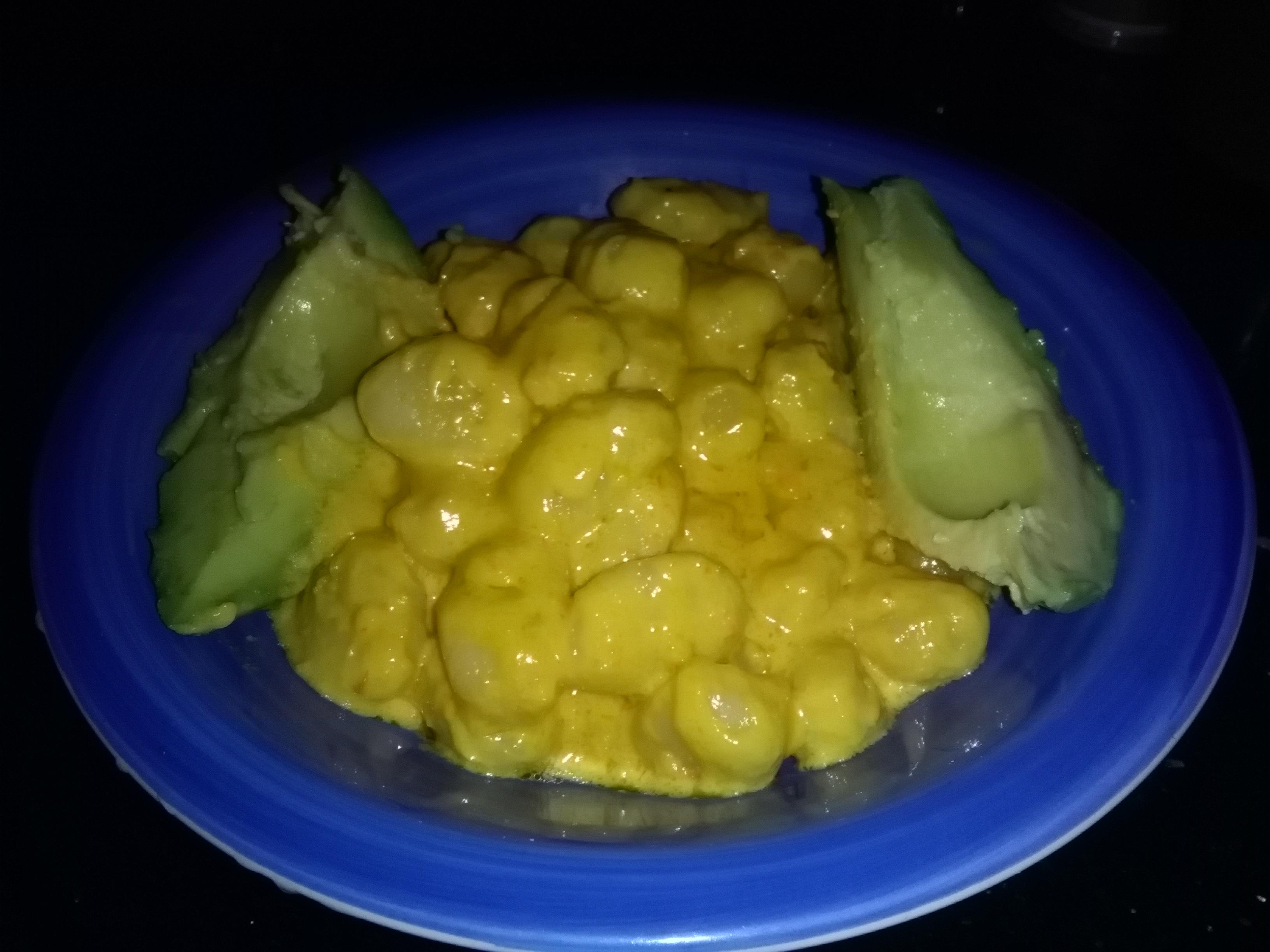 [I made] Gnocchi with creamy Peruvian ají sauce. The avocados went