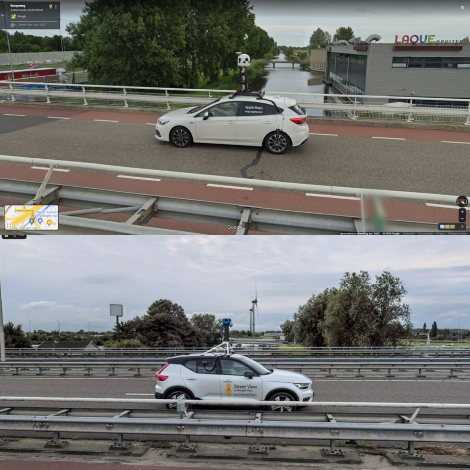 Google Street View car meets Apple Maps car r/interestingasfuck