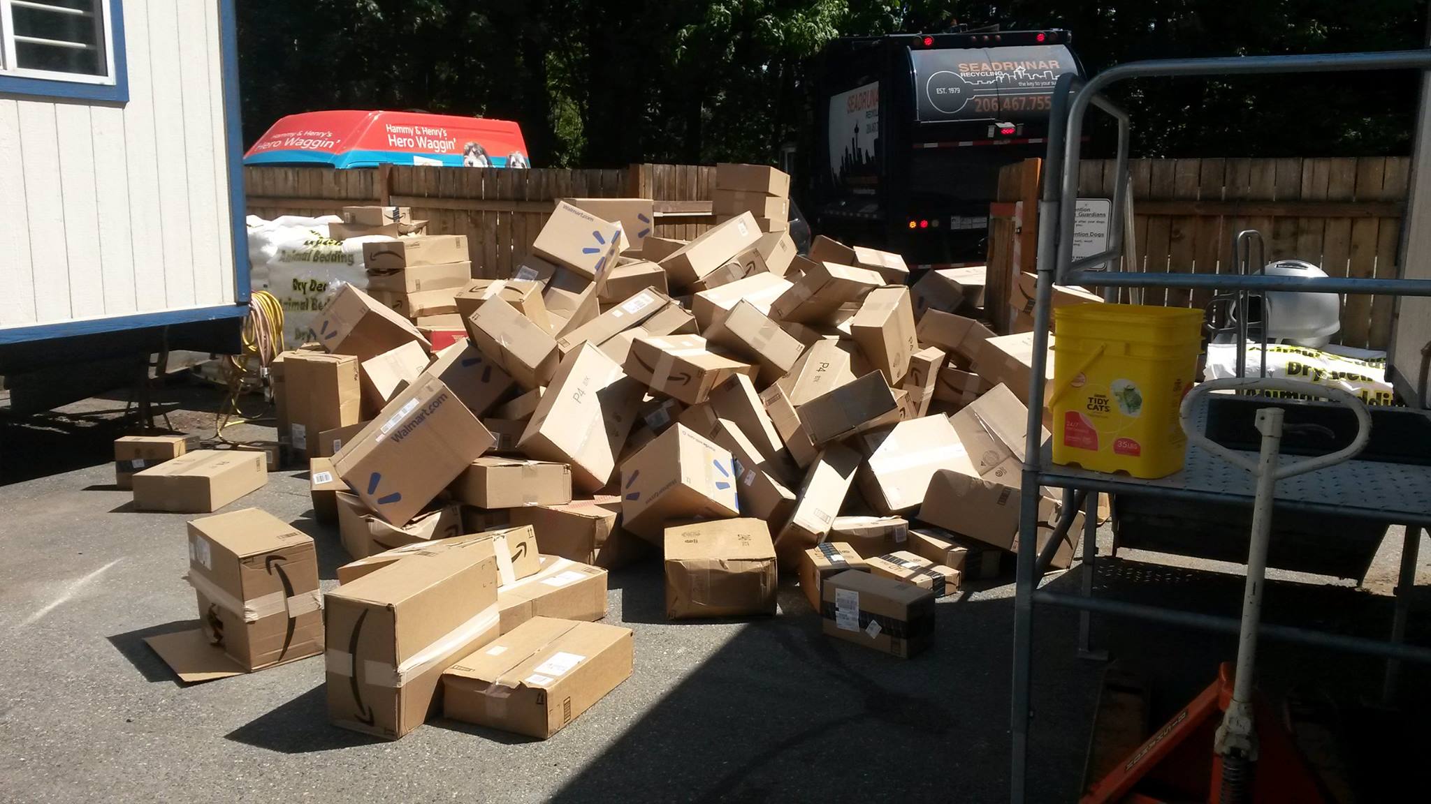 Picture of cat food deliveries to Seattle Humane after call for help