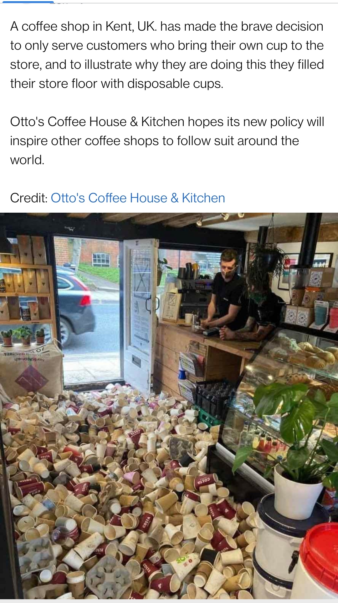 Otto Coffee House only serves customers in their reusable cups. wish we