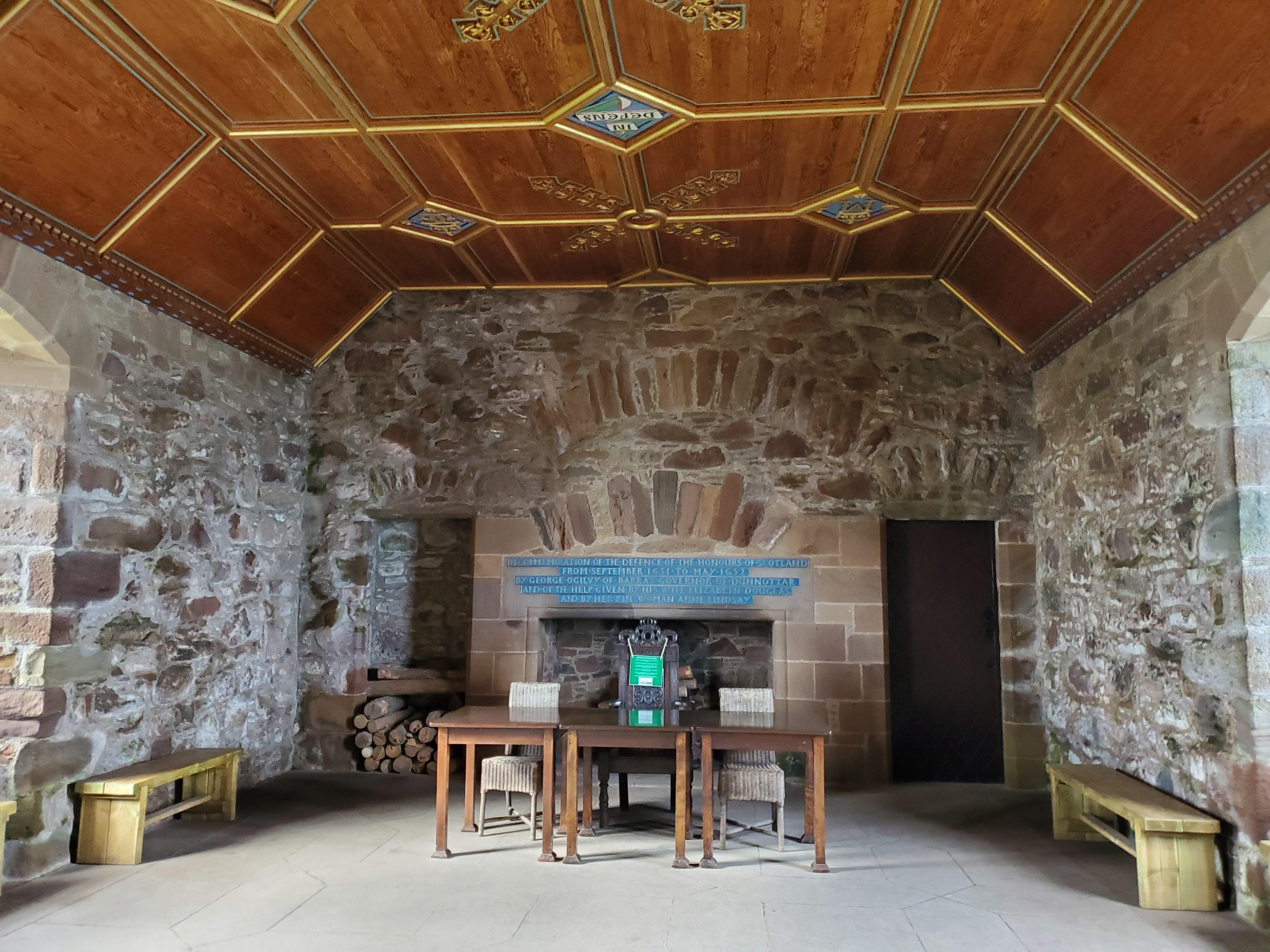 Restored drawing room at Dunnottar Castle outside of Aberdeen, Scotland