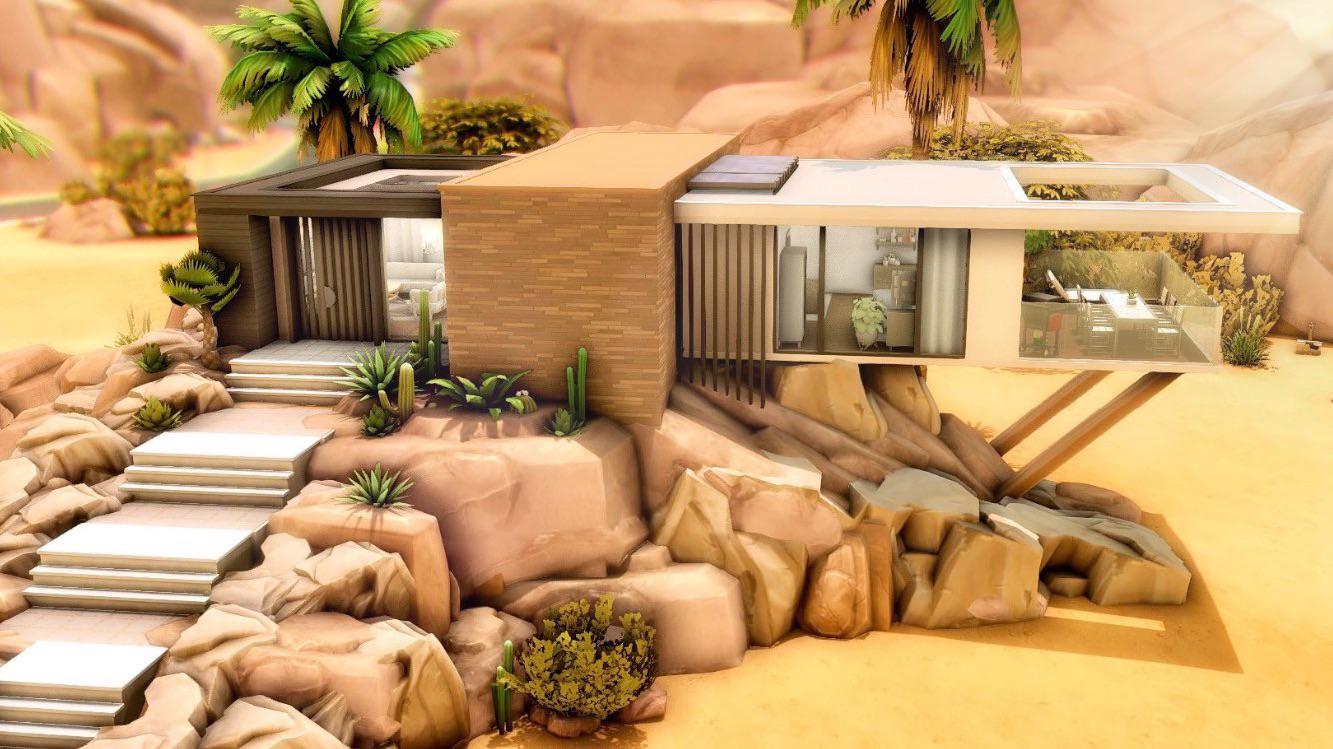 I built this modern desert house (no cc) in oasis springs 🌵 what do you