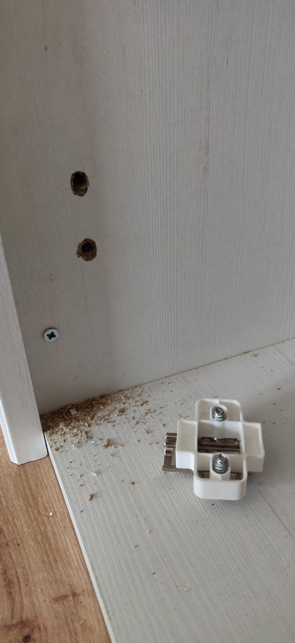 How to fix to big holes in chipboard? r/woodworking