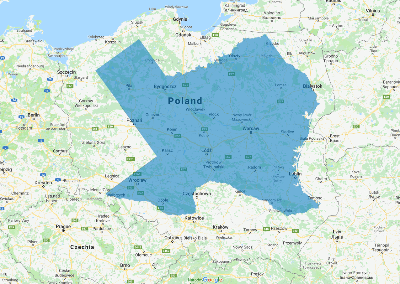 You can fit the entirety of Texas into Poland and still be able to