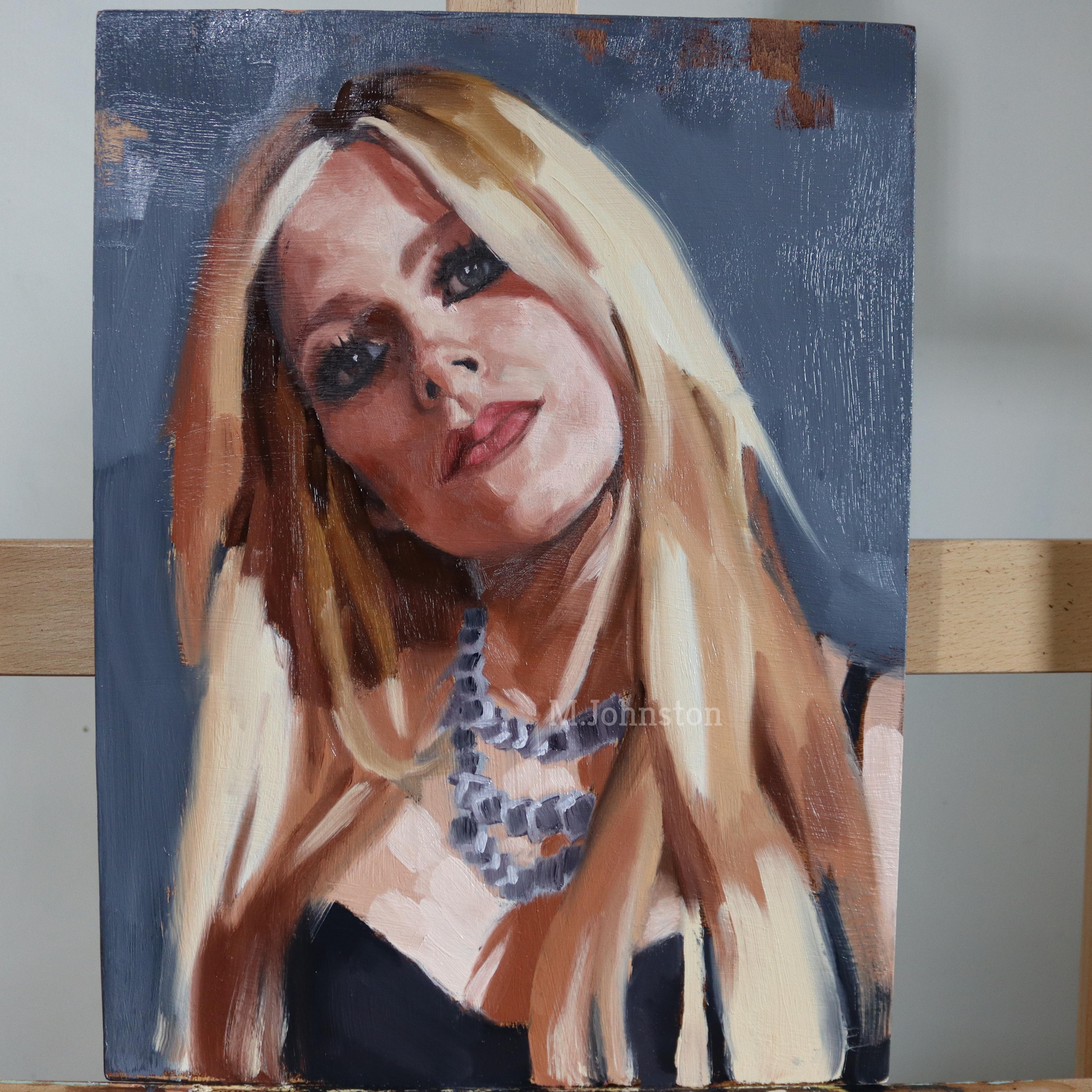 Avril Lavigne, Oil on panel, 12x16 inches, by me. Very close to the
