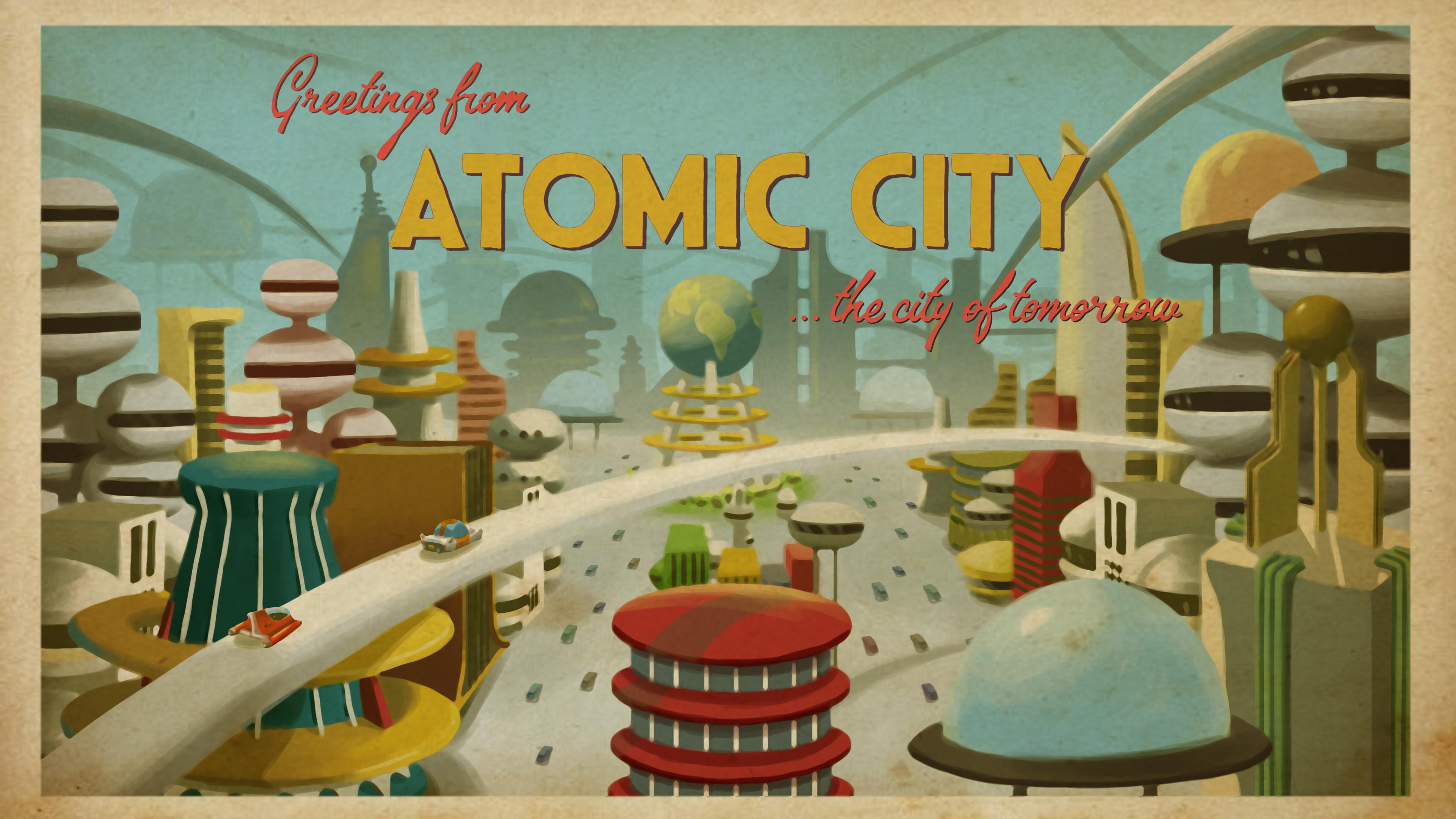 Greetings from ATOMIC CITY...the city of tomorrow! r/RetroFuturism