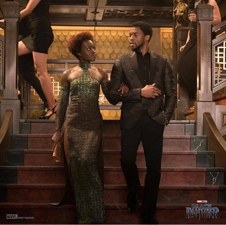 New Black Panther Still T'challa looking sharp with his date Nakia who he might kiss on this