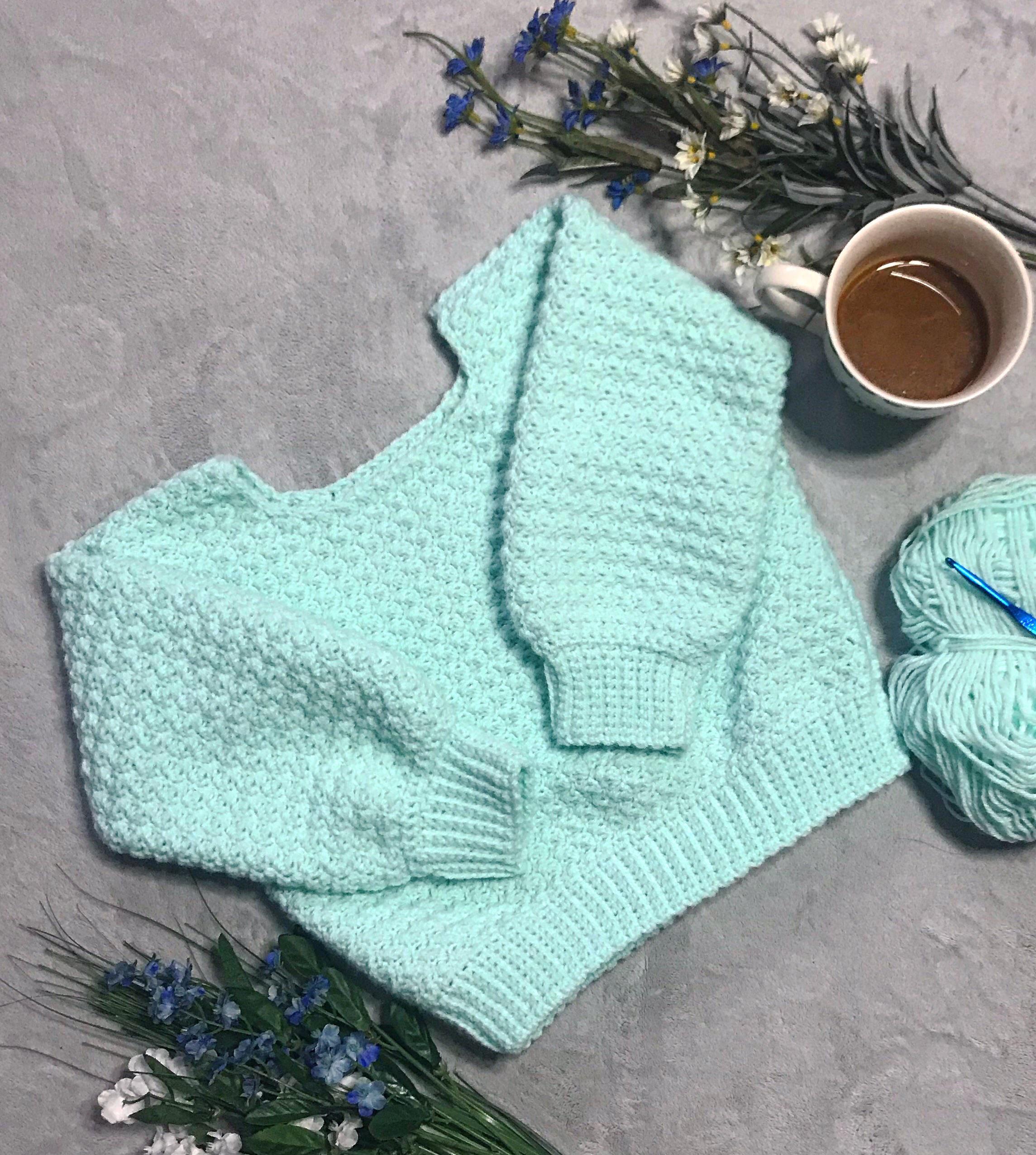 Finally finished my cropped baby blue sweater! ☺️ A labour of love, but