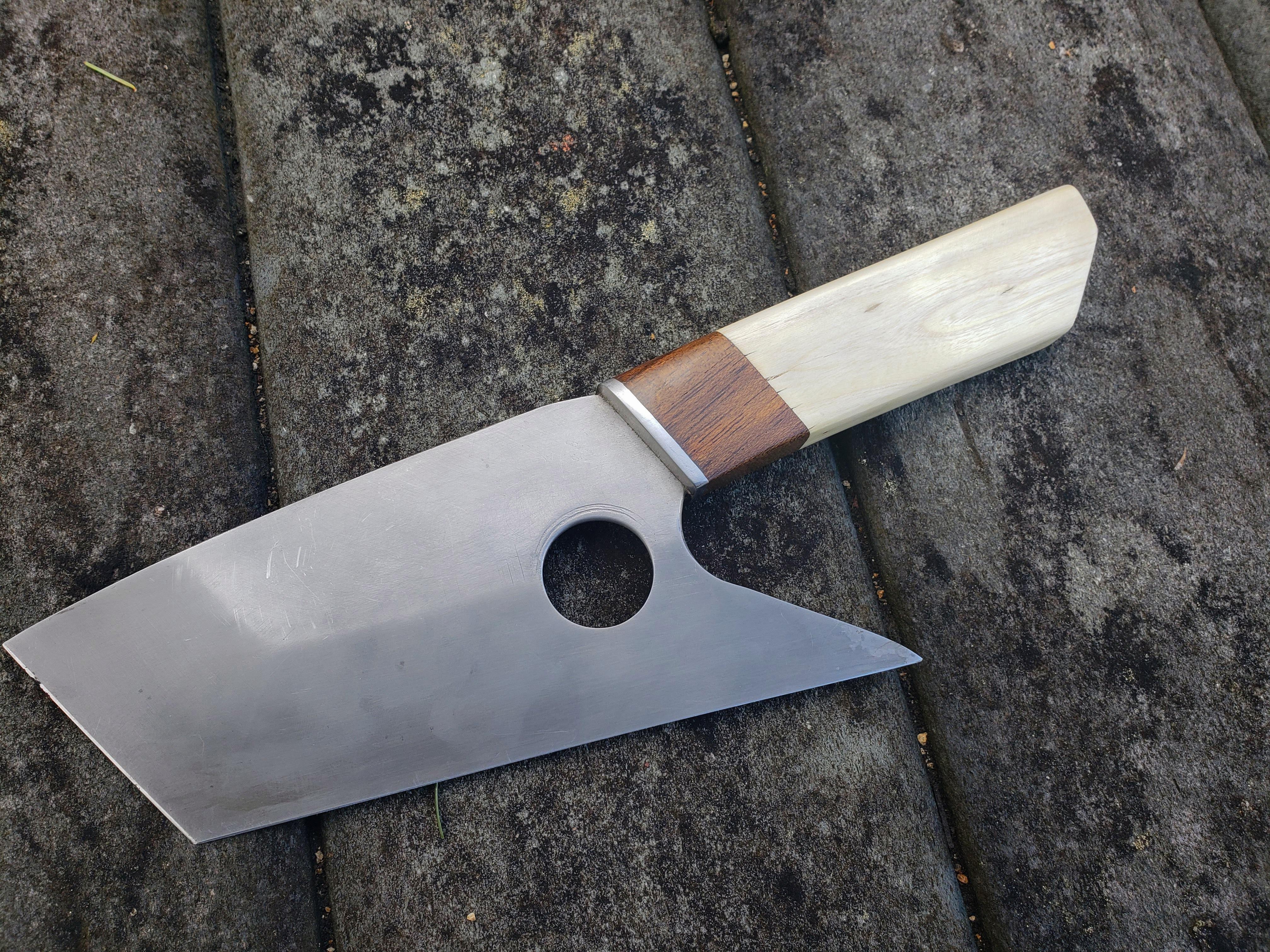 New Kitchen Knife. 1084. Ipe & Scotchbroom r/Bladesmith
