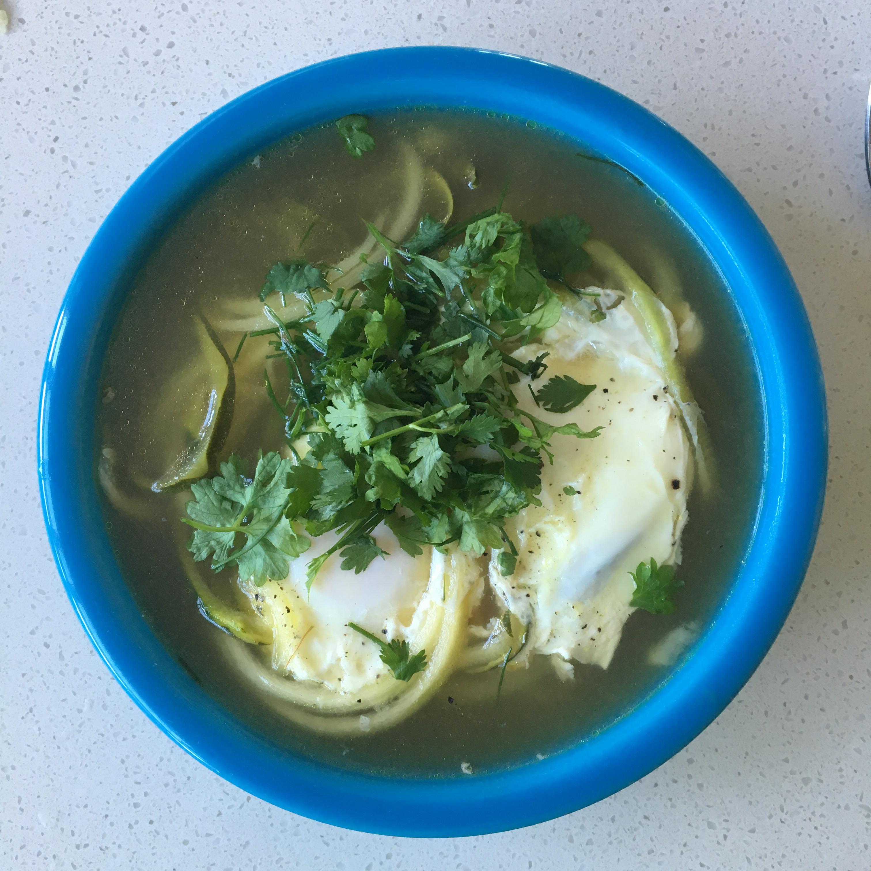 [food pic] my kinda preworkout! Eggs and zoodles poached in bone broth