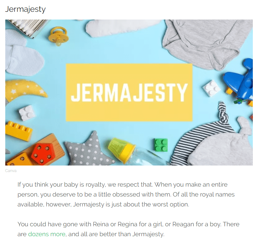 Was looking at terrible baby names and was suprised by a Jerma Jesty