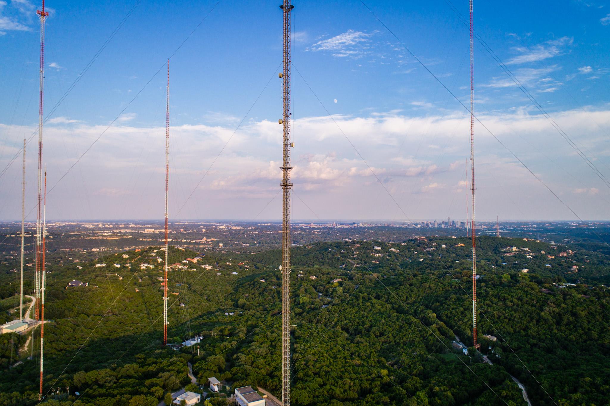 The nice view from the westlake radio towers to Mount Bonnell and
