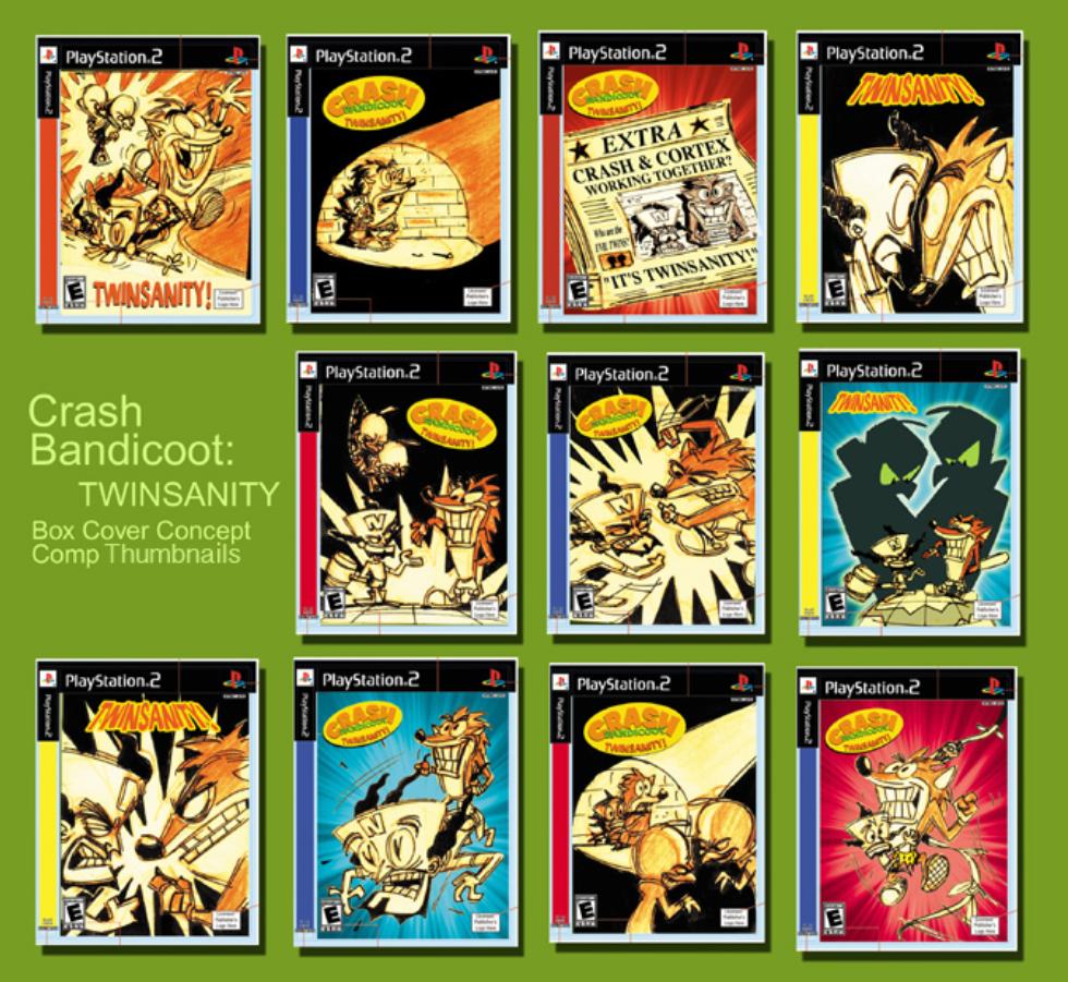 Twinsanity box art concepts by Jordan Reichek, reposting from twitter