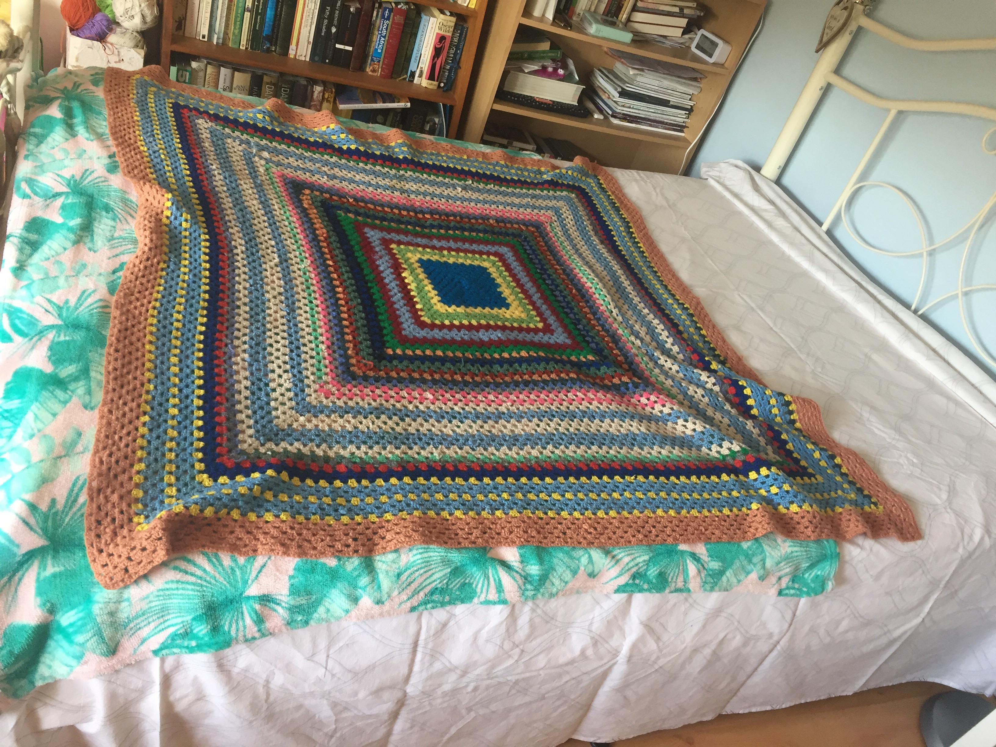 Crochet blanket made by my great grandmother during the WWII. She isn't