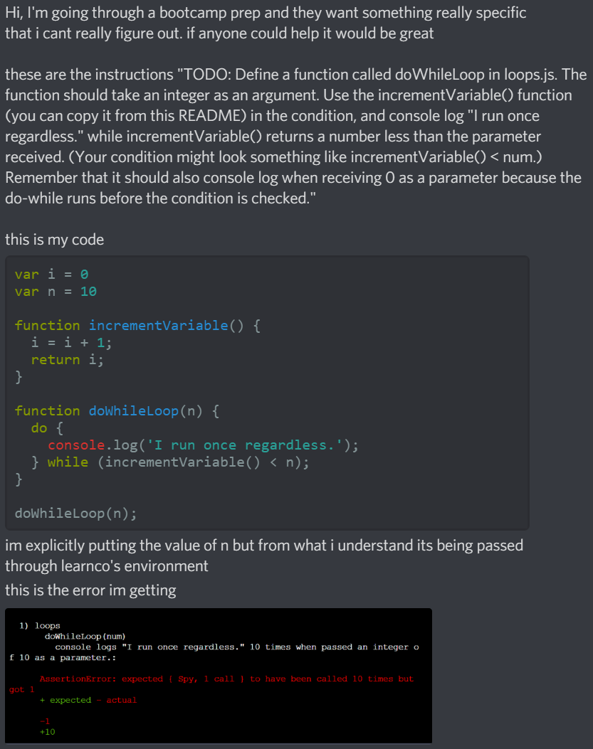 DoWhile Loop Problem r/javascript
