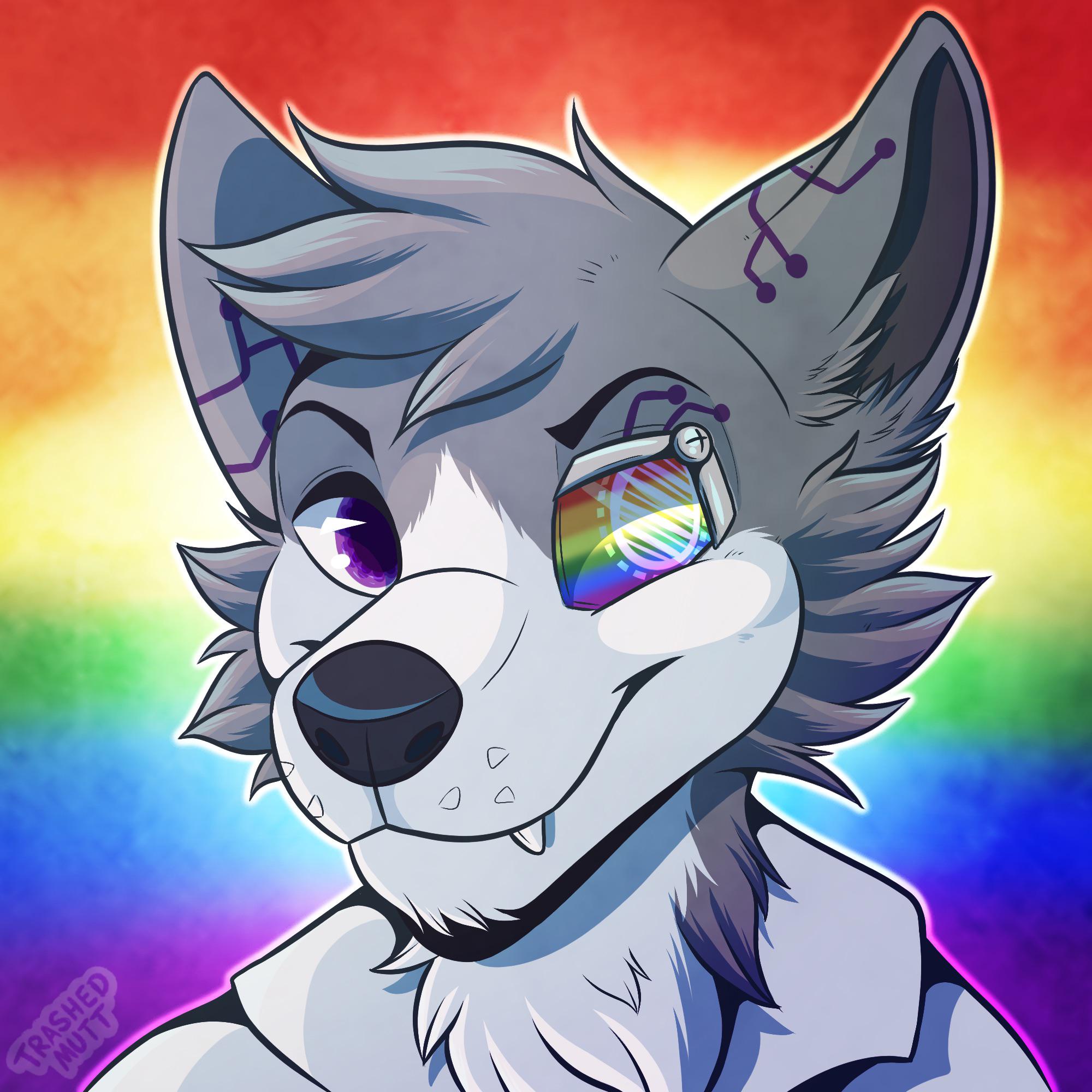 Pride Wolf 🏳️‍🌈🐺 (art by me trashedmutt on twitter) r/furry