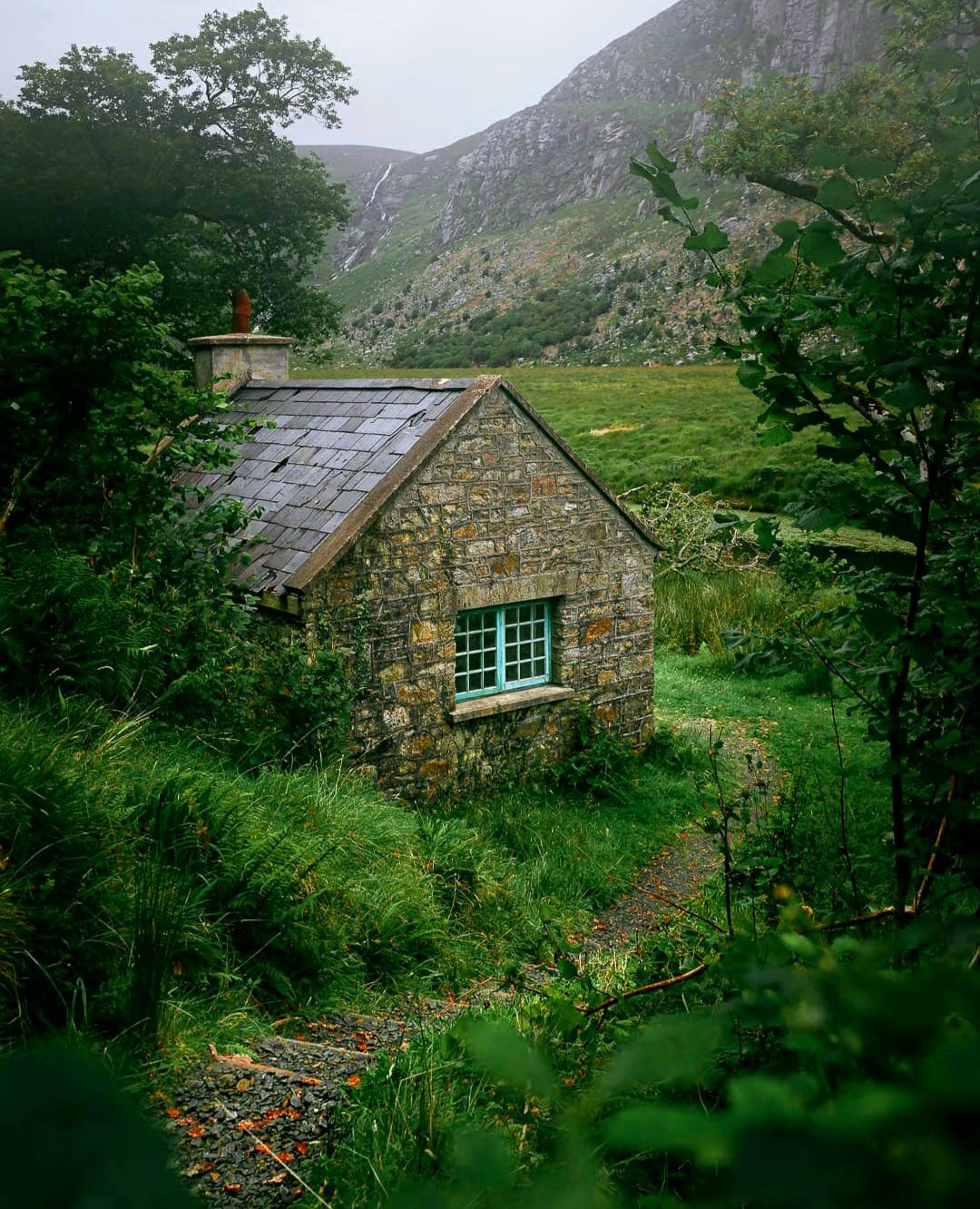 A stone cottage in Glenveagh National Park, County Donegal, Ireland