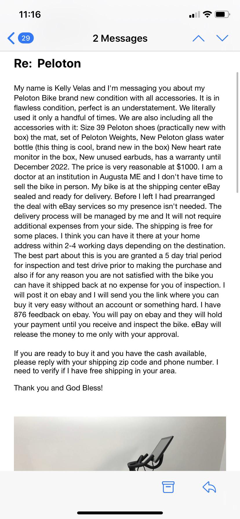 FYI someone on Craigslist is selling a 1000 peloton, keeps changing
