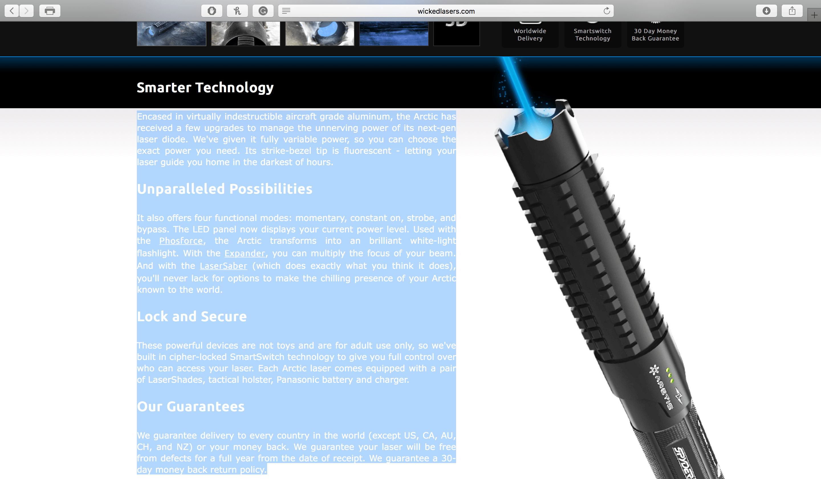 The features of the world's most powerful handheld laser can only be