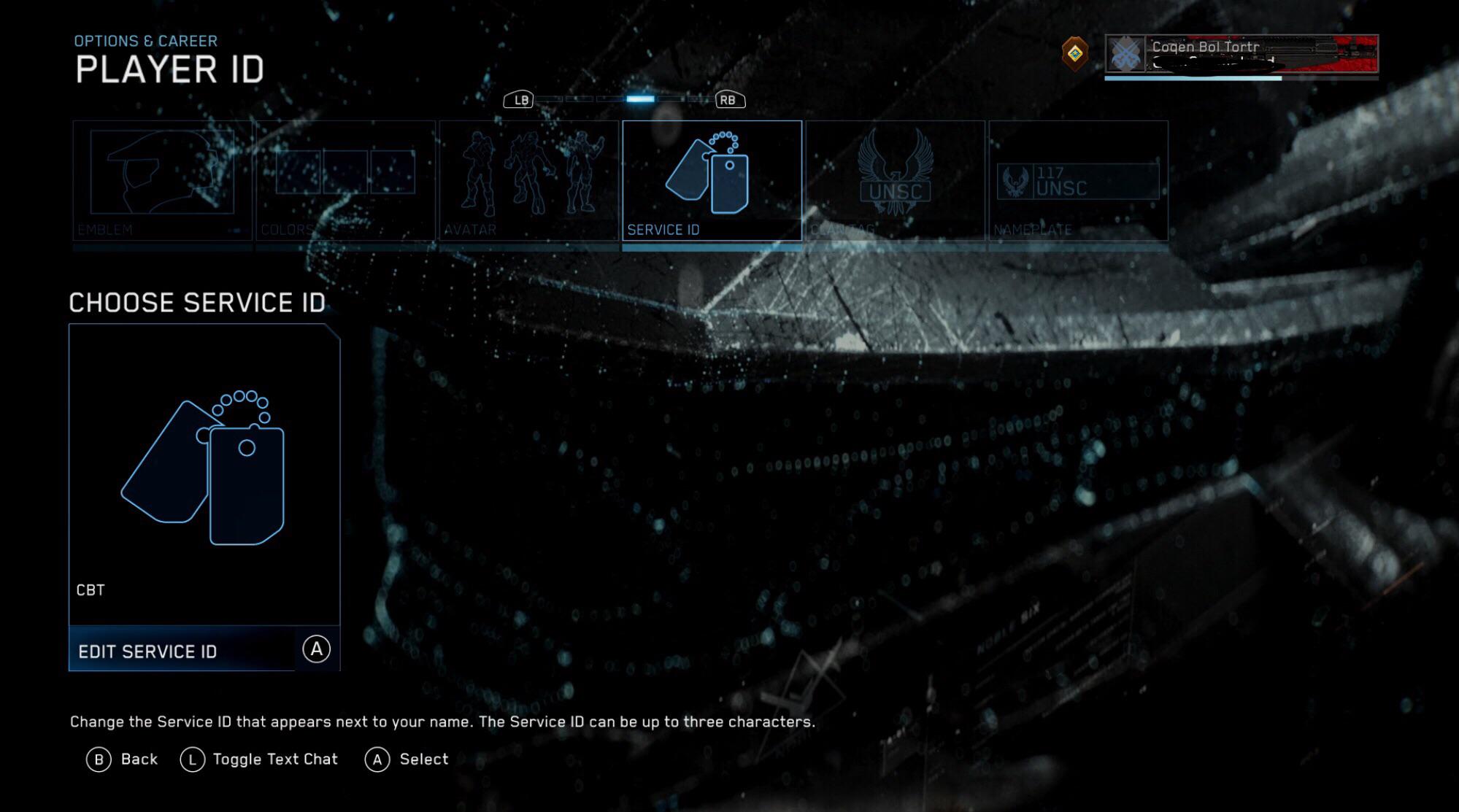 I set my service ID and clan tag to this. r/halo