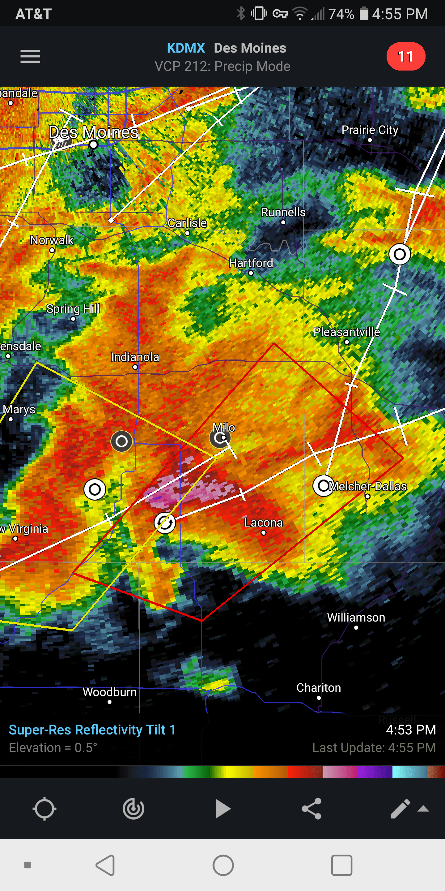 Tornado warning in south central Iowa has clear echo on radar r/weather