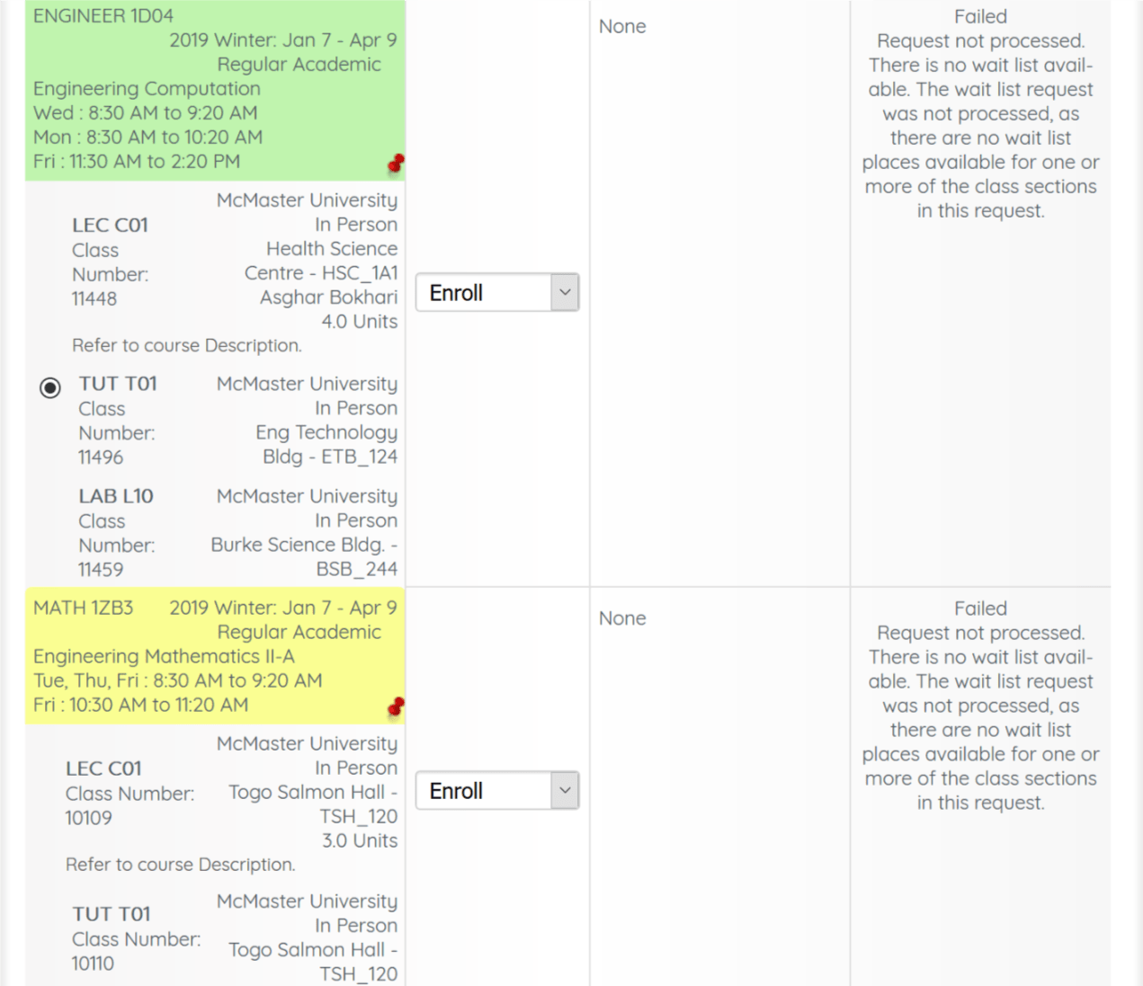 Can't Enroll in Required Courses McMaster