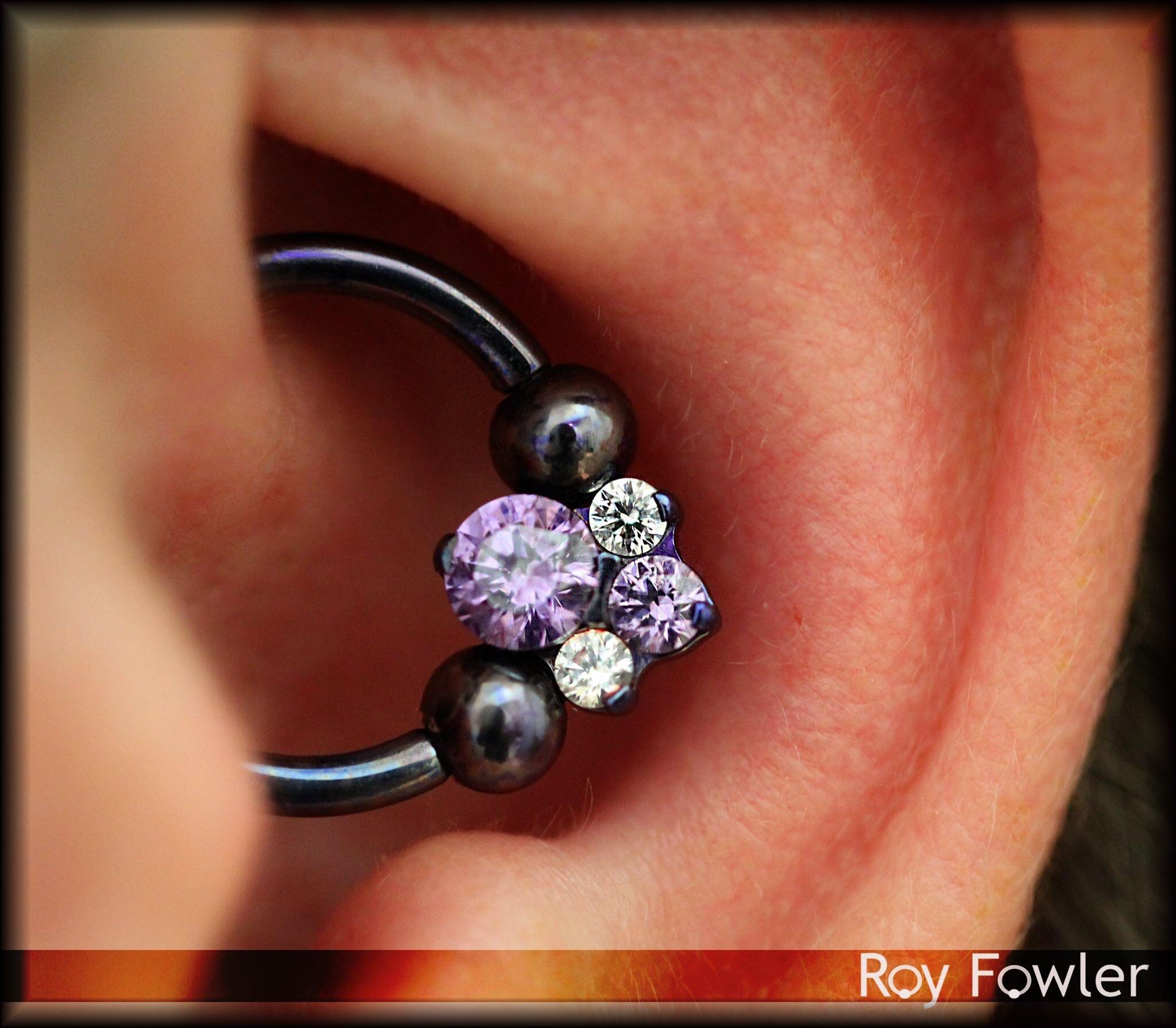 14g daith with Industrial Strength anodized purple in house. Piercing