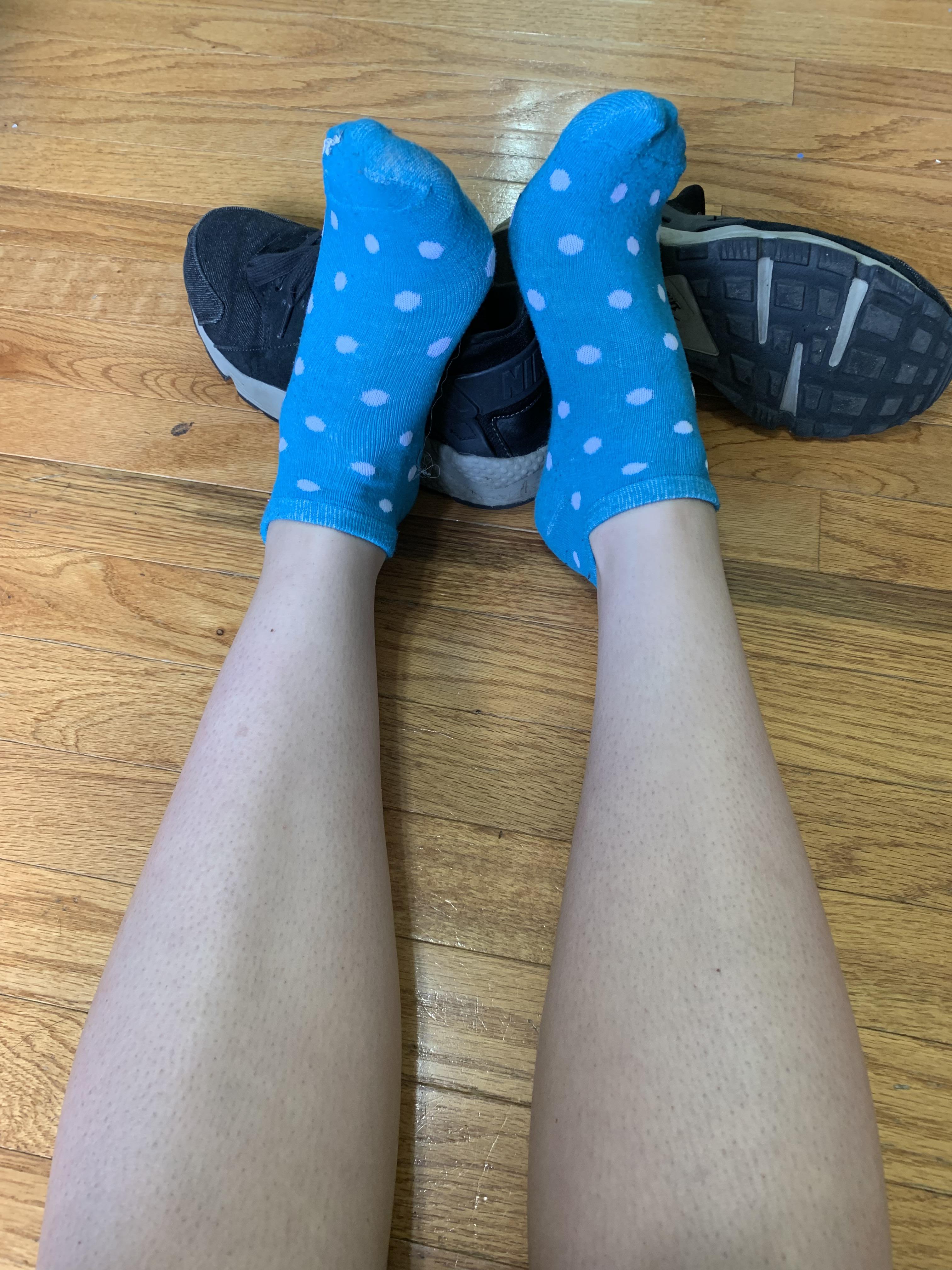 Day 2 Wearing these gym socks!!! PM me to purchase these cute polka dot