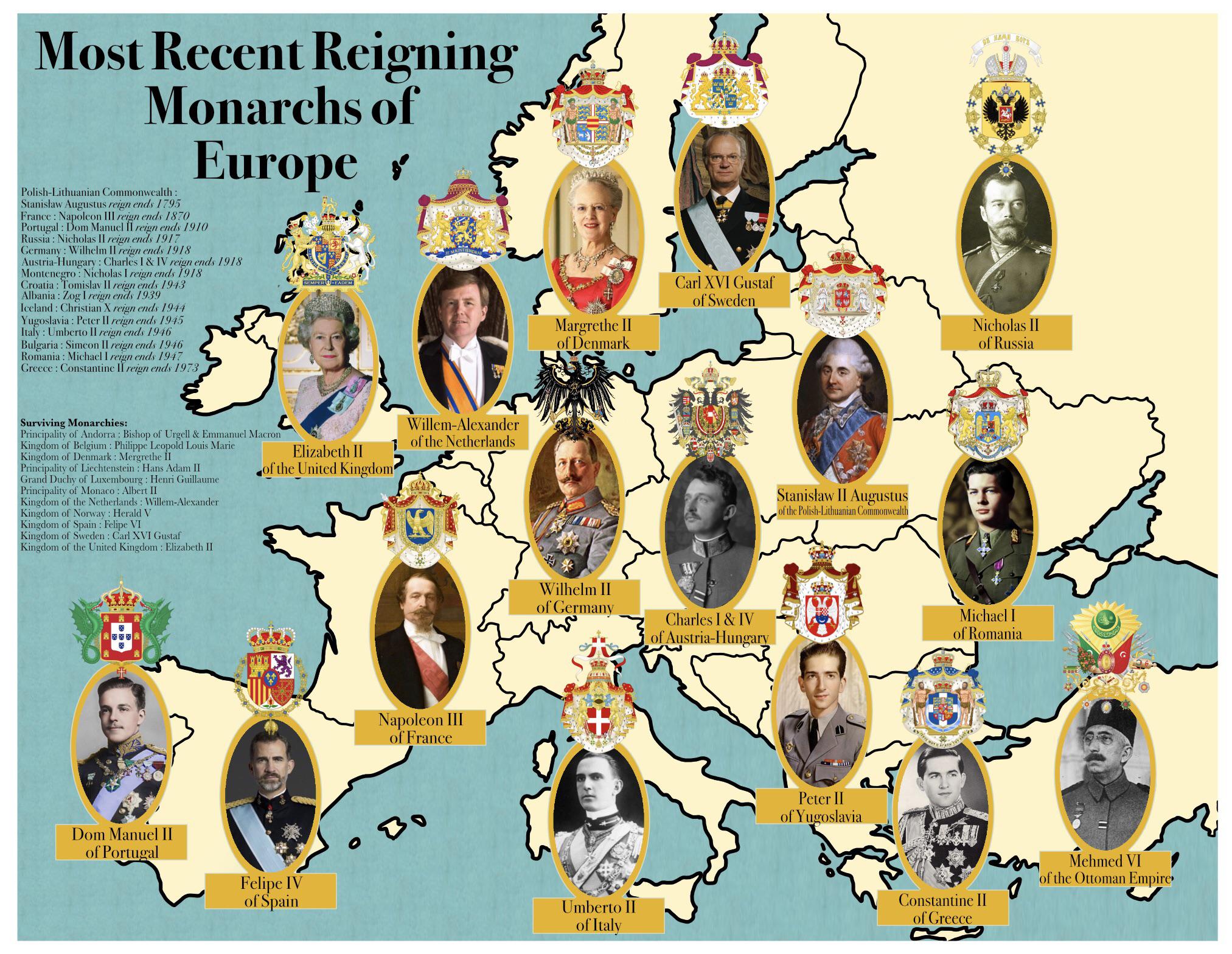 Most Recent Monarchies of Europe r/MapPorn