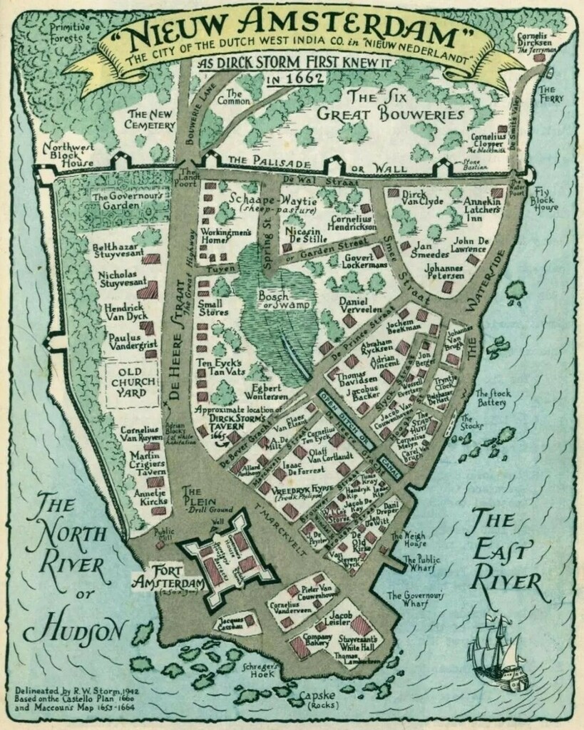 New Amsterdam now New York City, USA, founded by Dutch colonists in