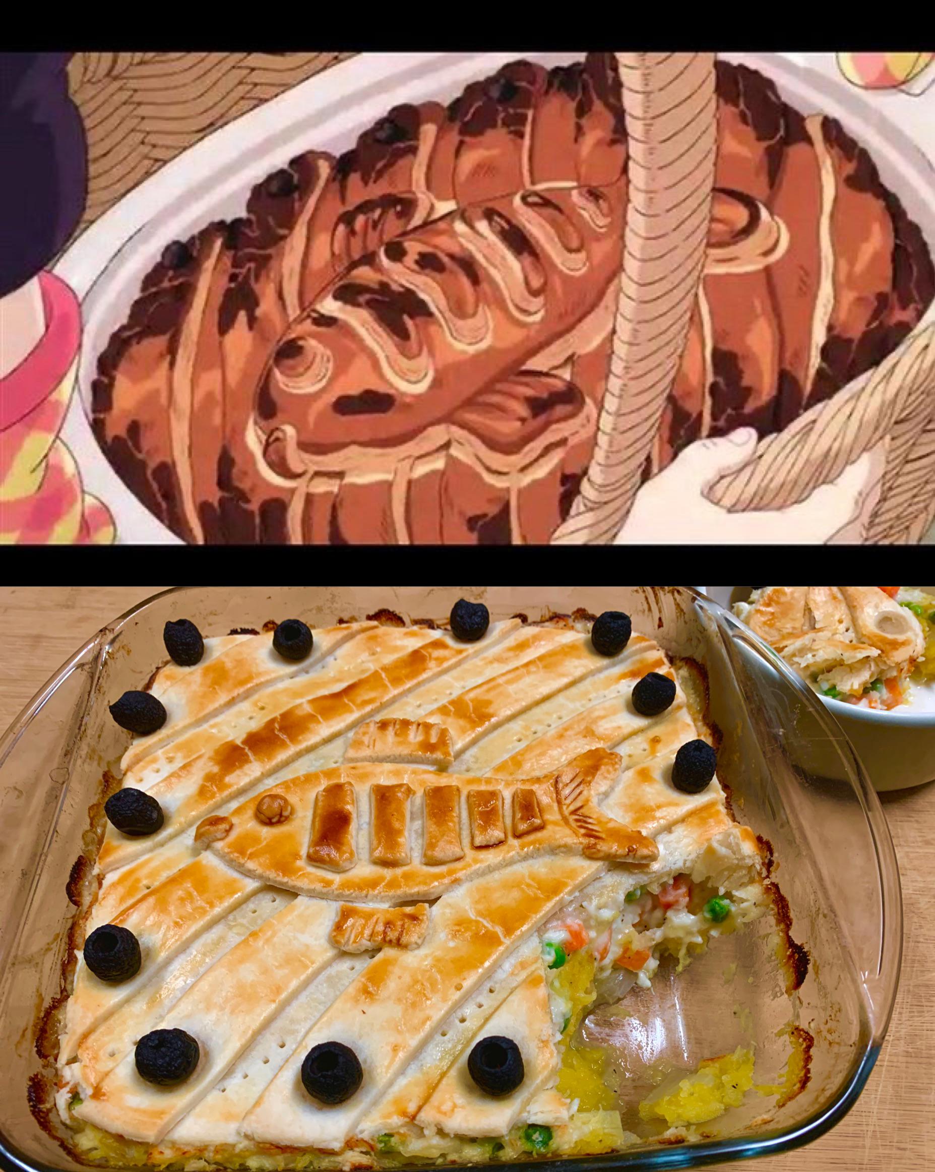 Week 30 Cartoon Herring and Pumpkin Pot Pie (Kiki’s Delivery Service